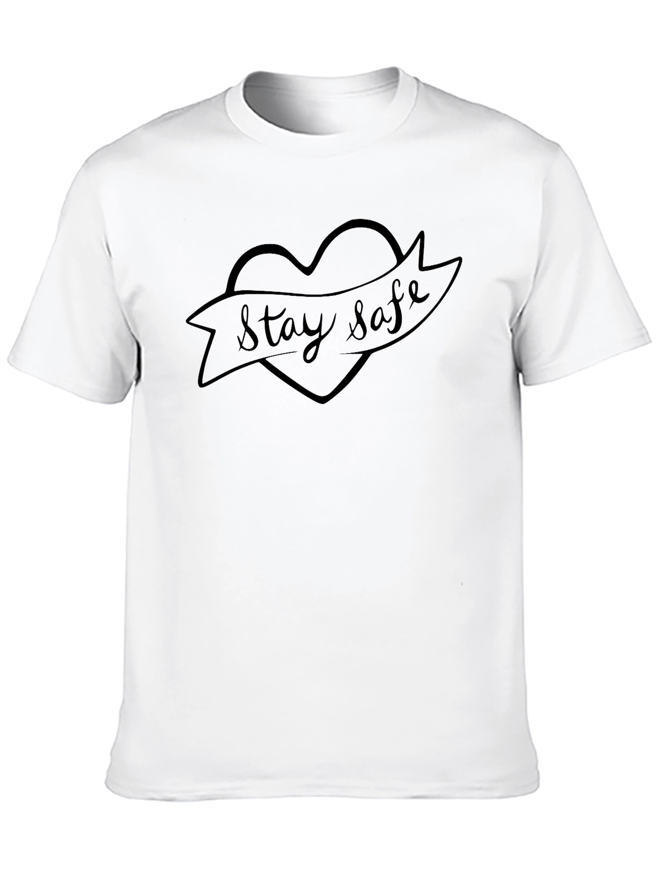 Stay Safe Heart Graphic Black T-Shirt