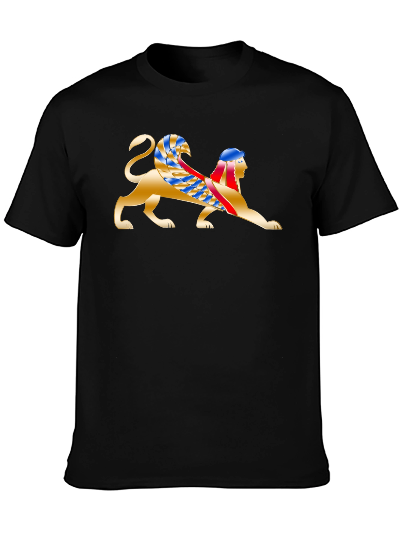 Egyptian Sphinx Graphic Tee - Black Cotton T-Shirt