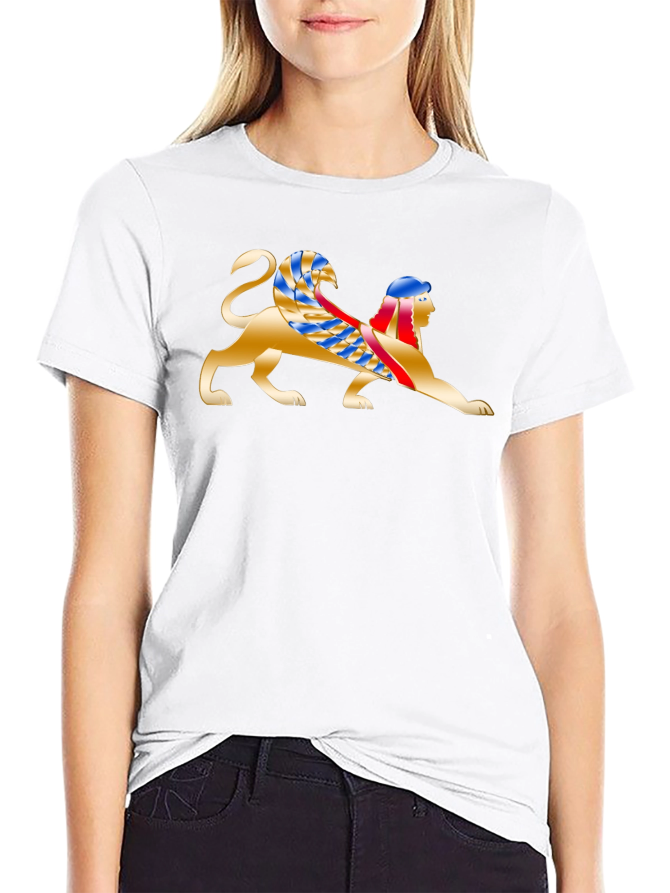 Egyptian Sphinx Graphic Tee - Black Cotton T-Shirt