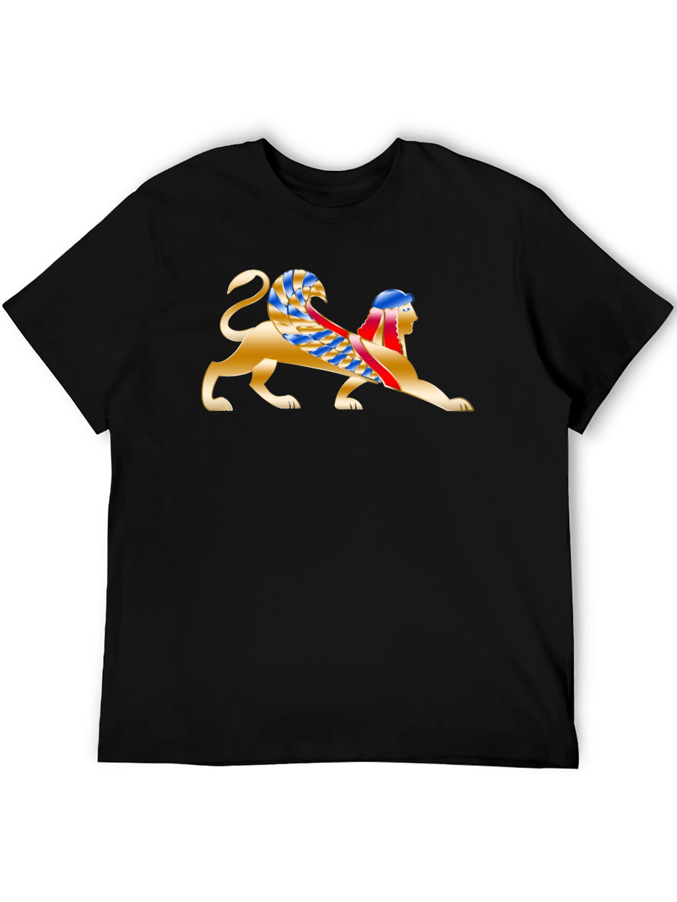 Egyptian Sphinx Graphic Tee - Black Cotton T-Shirt
