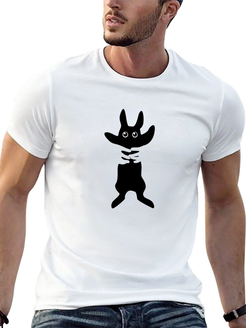 Black T-Shirt with Cartoon Monster Design