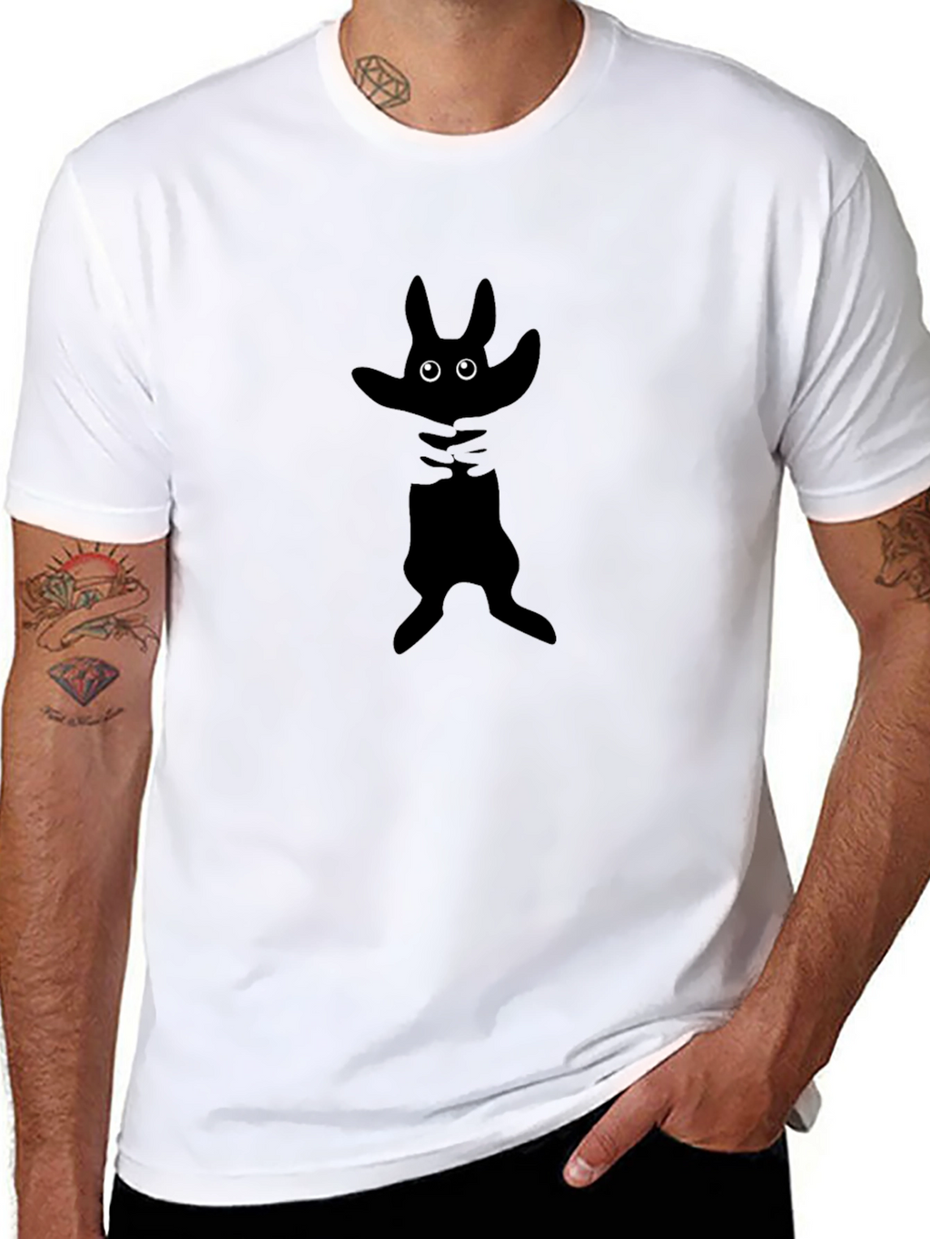 Black T-Shirt with Cartoon Monster Design