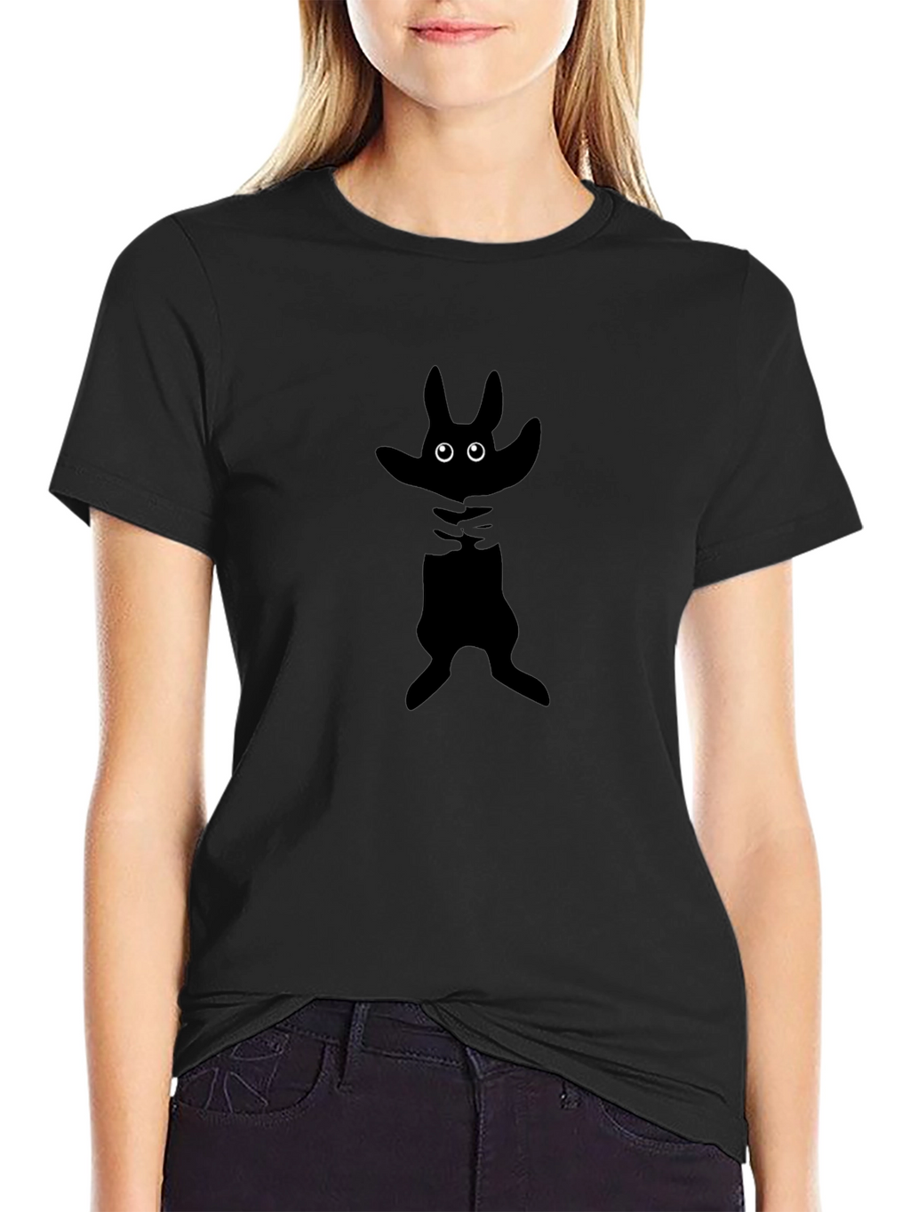 Black T-Shirt with Cartoon Monster Design