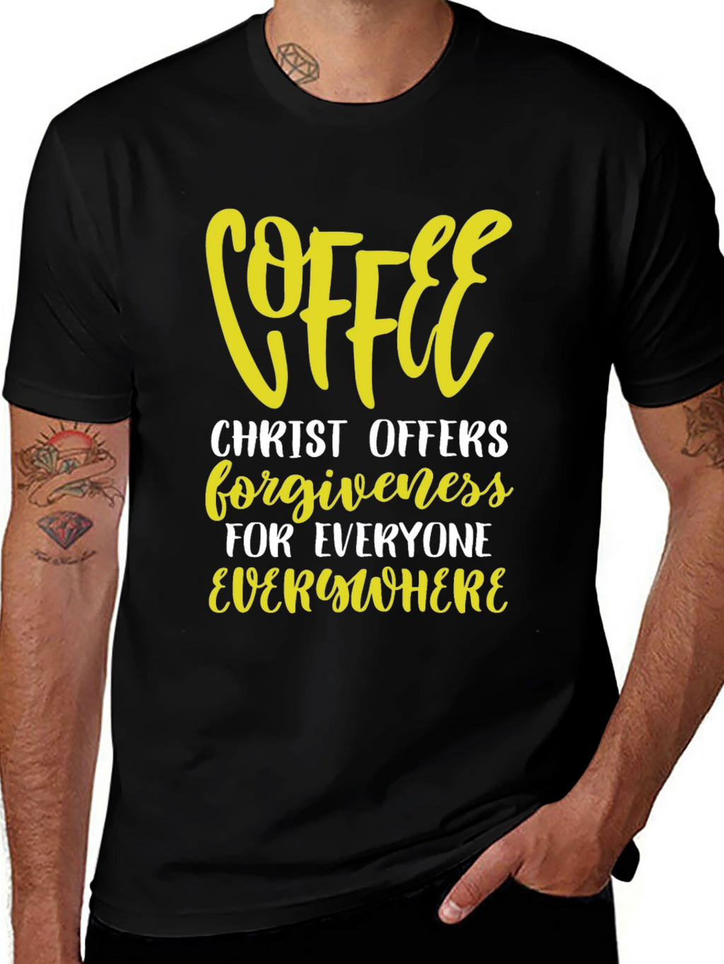 Coffee Christ Offers Forgiveness Graphic Tee