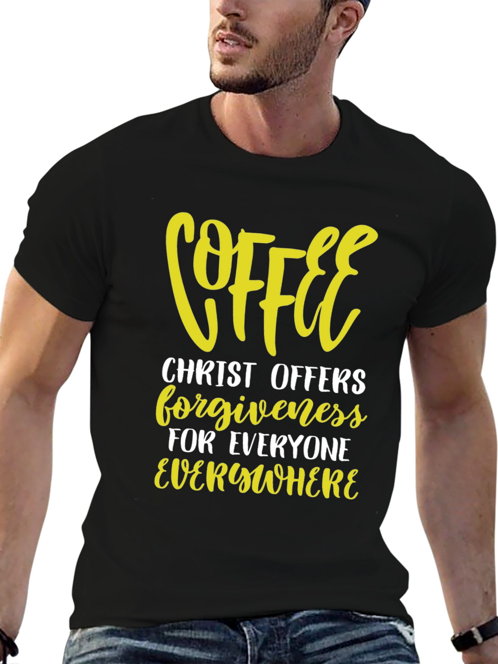 Coffee Christ Offers Forgiveness Graphic Tee