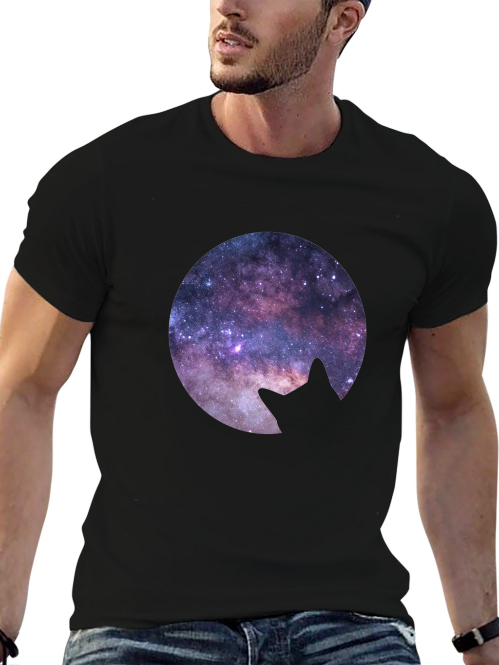 Cosmic Cat Silhouette T-Shirt