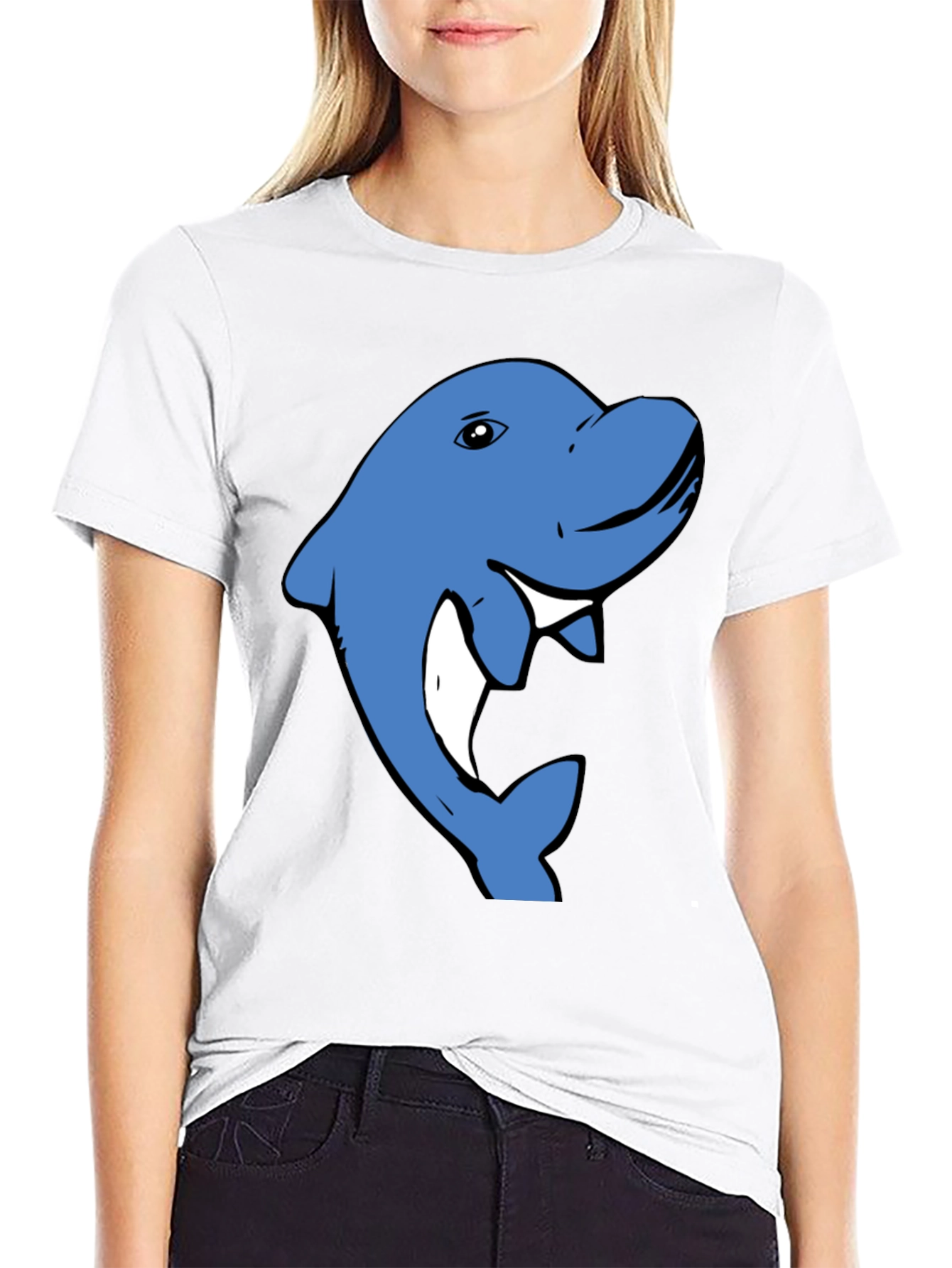 Blue Dolphin Graphic T-Shirt - Casual Cotton Tee