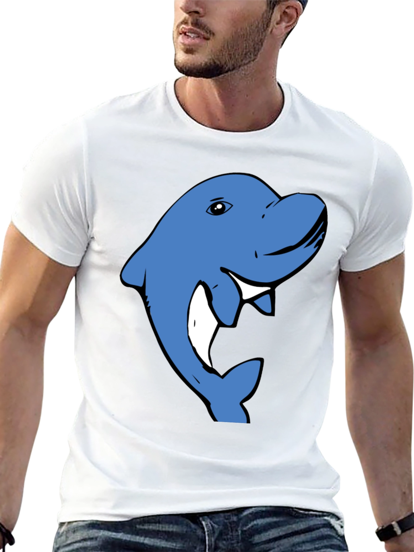 Blue Dolphin Graphic T-Shirt - Casual Cotton Tee