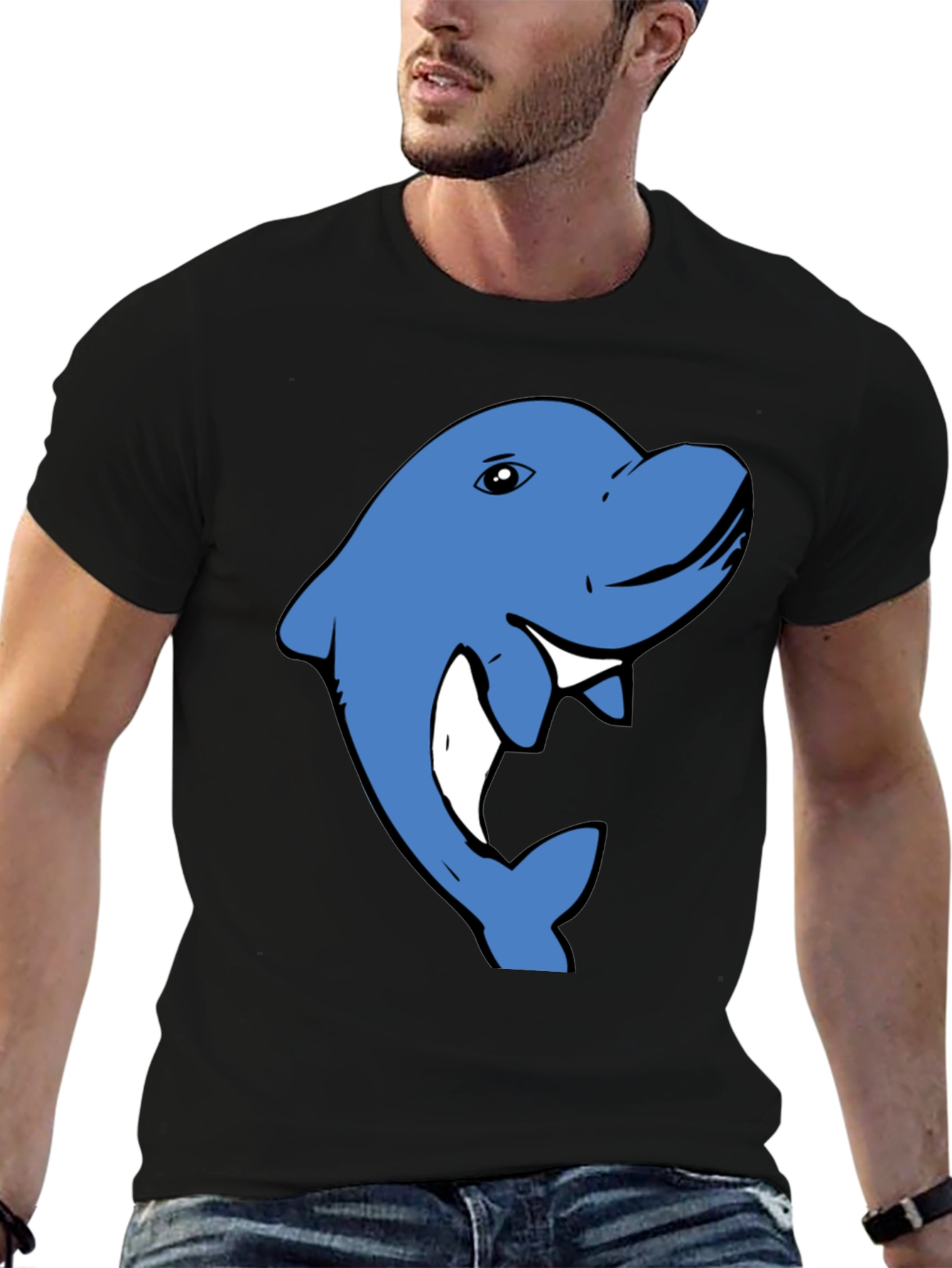 Blue Dolphin Graphic T-Shirt - Casual Cotton Tee