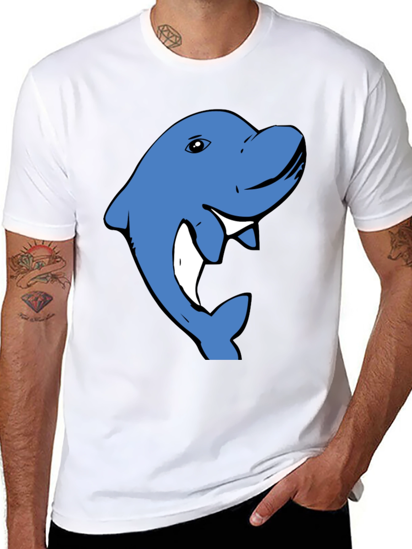 Blue Dolphin Graphic T-Shirt - Casual Cotton Tee
