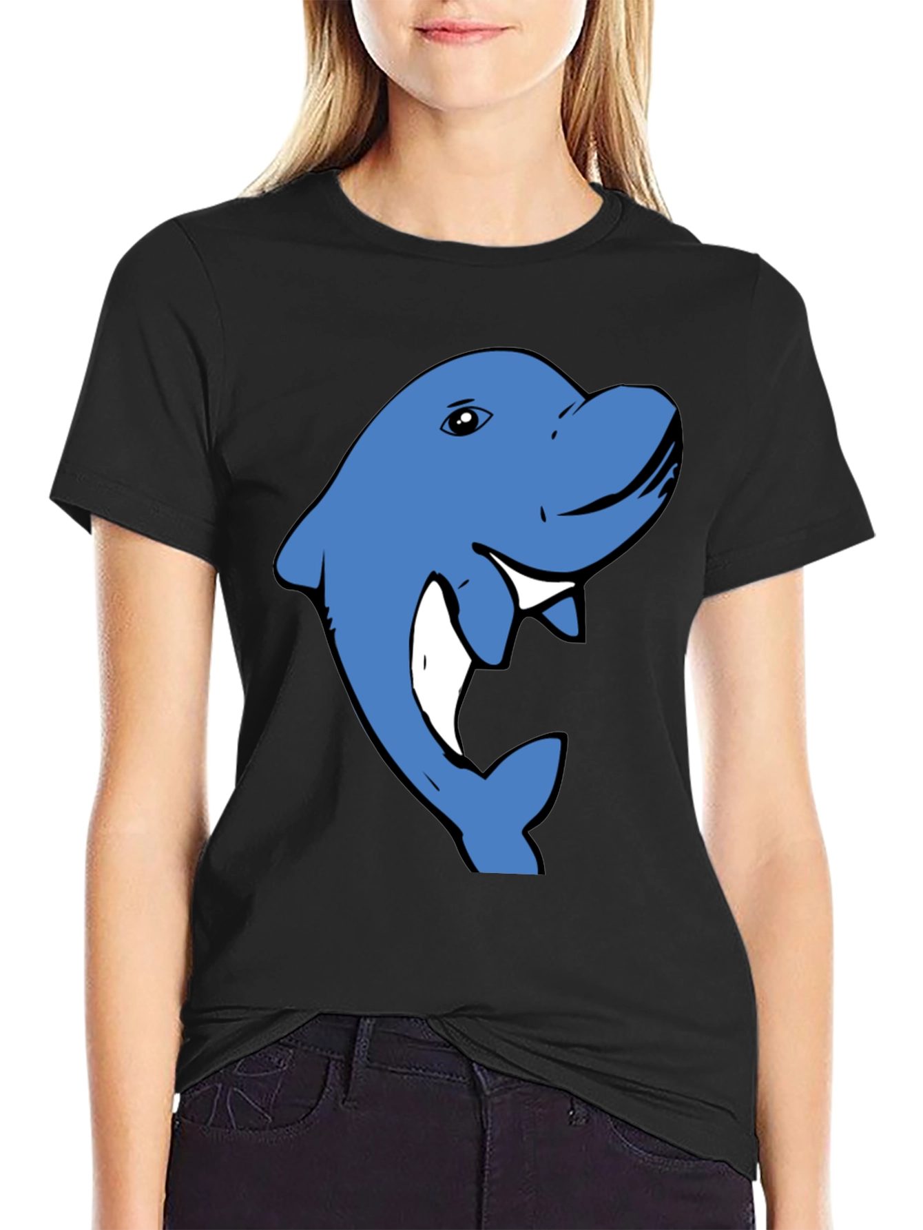 Blue Dolphin Graphic T-Shirt - Casual Cotton Tee