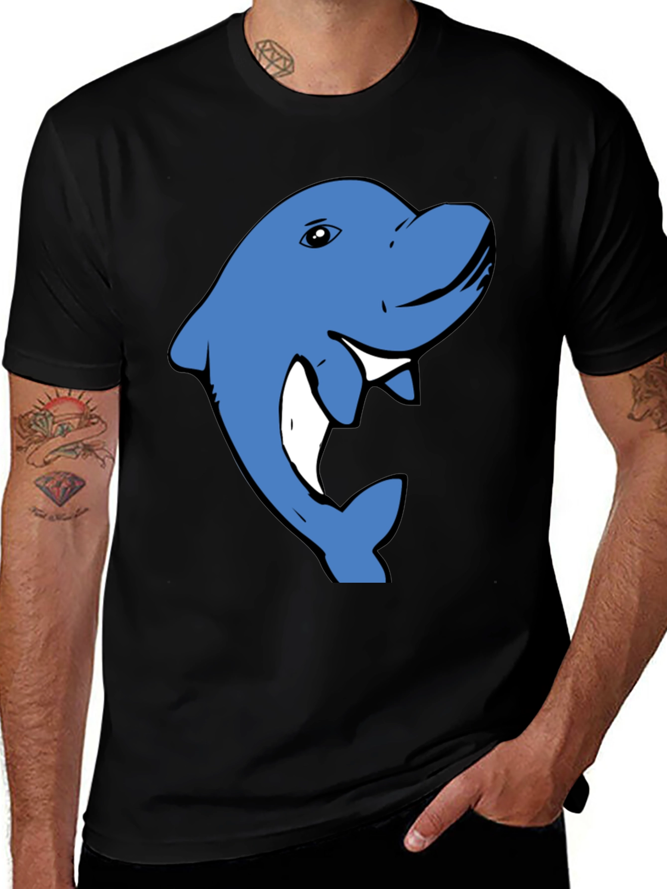 Blue Dolphin Graphic T-Shirt - Casual Cotton Tee