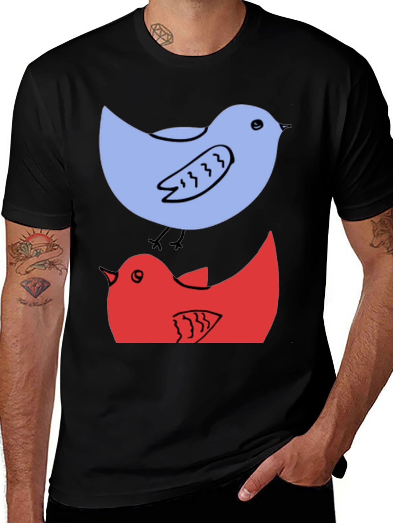 Birds Graphic Tee - Casual Cotton T-Shirt