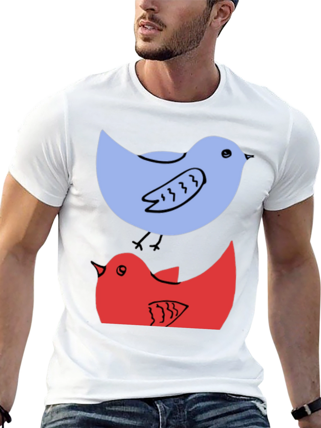 Birds Graphic Tee - Casual Cotton T-Shirt