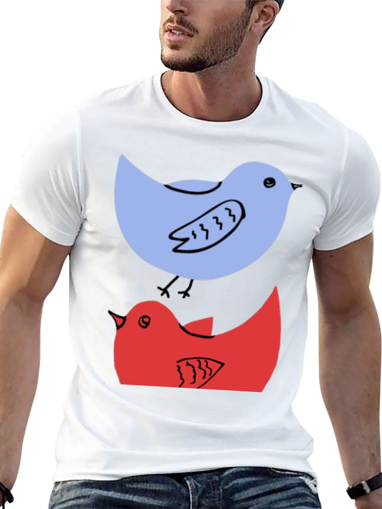 Birds Graphic Tee - Casual Cotton T-Shirt