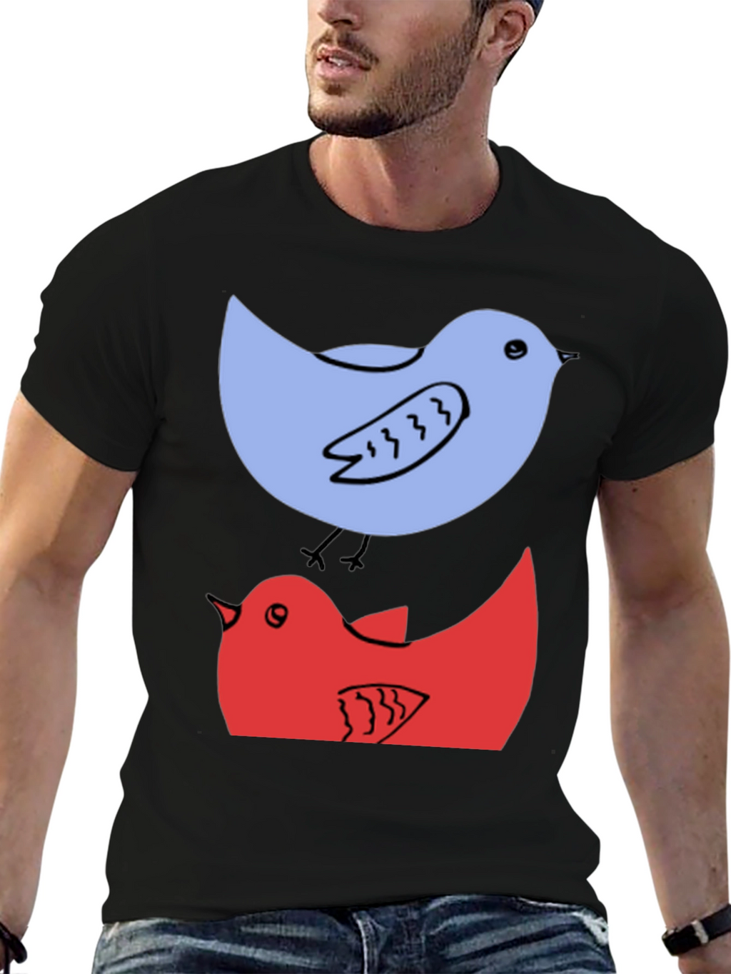 Birds Graphic Tee - Casual Cotton T-Shirt
