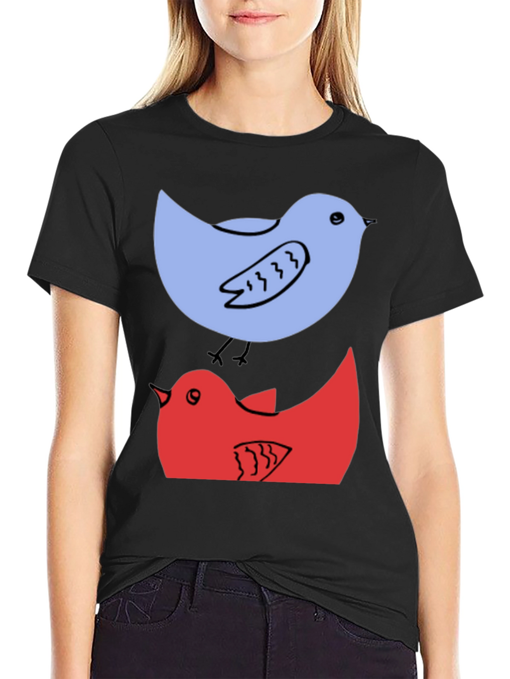 Birds Graphic Tee - Casual Cotton T-Shirt