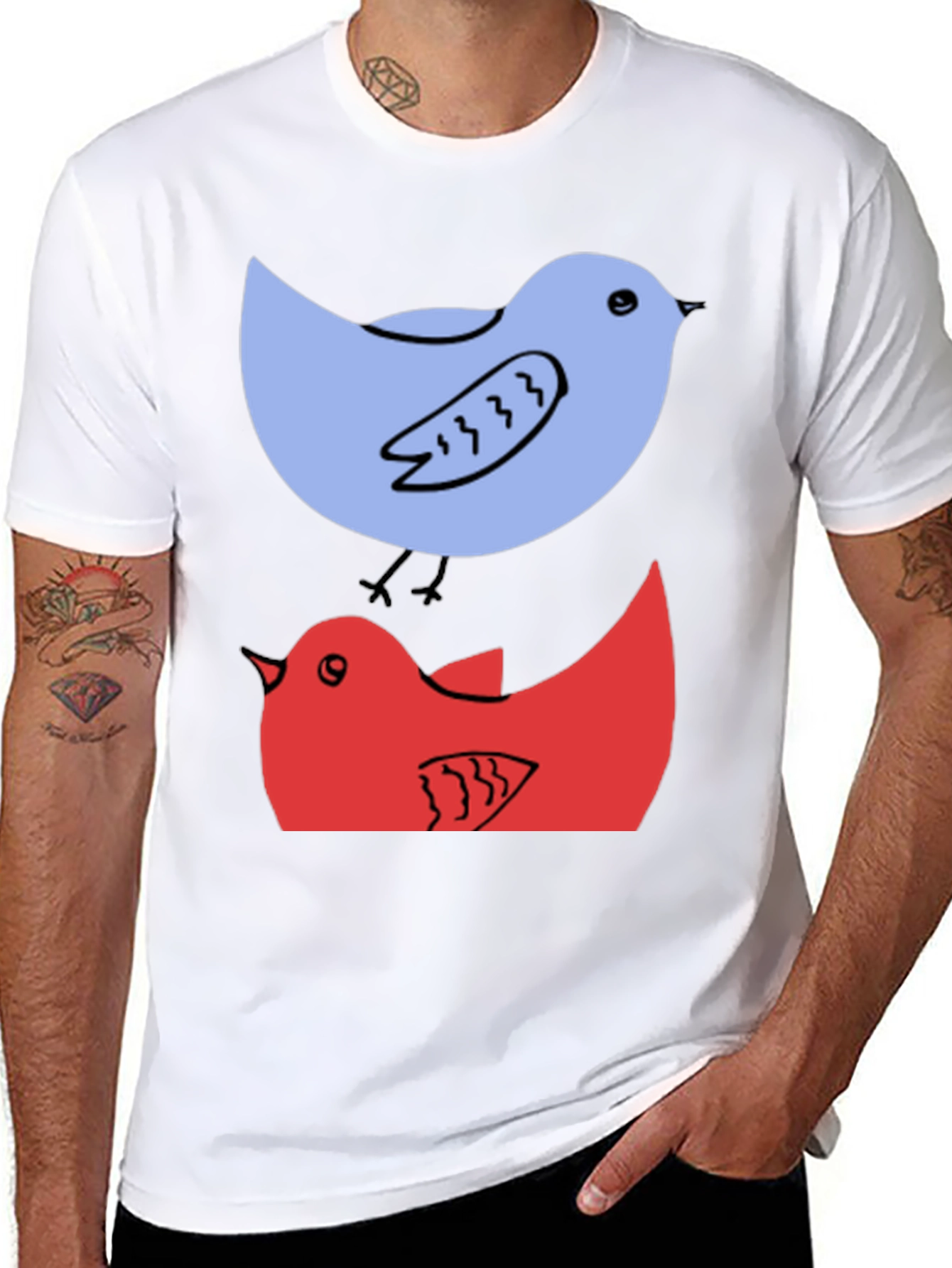 Birds Graphic Tee - Casual Cotton T-Shirt