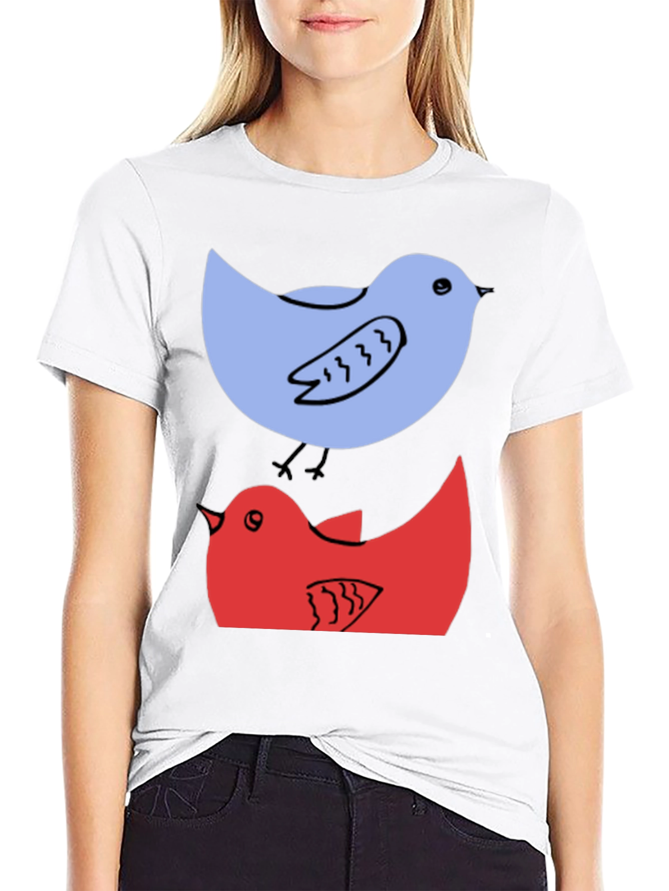 Birds Graphic Tee - Casual Cotton T-Shirt