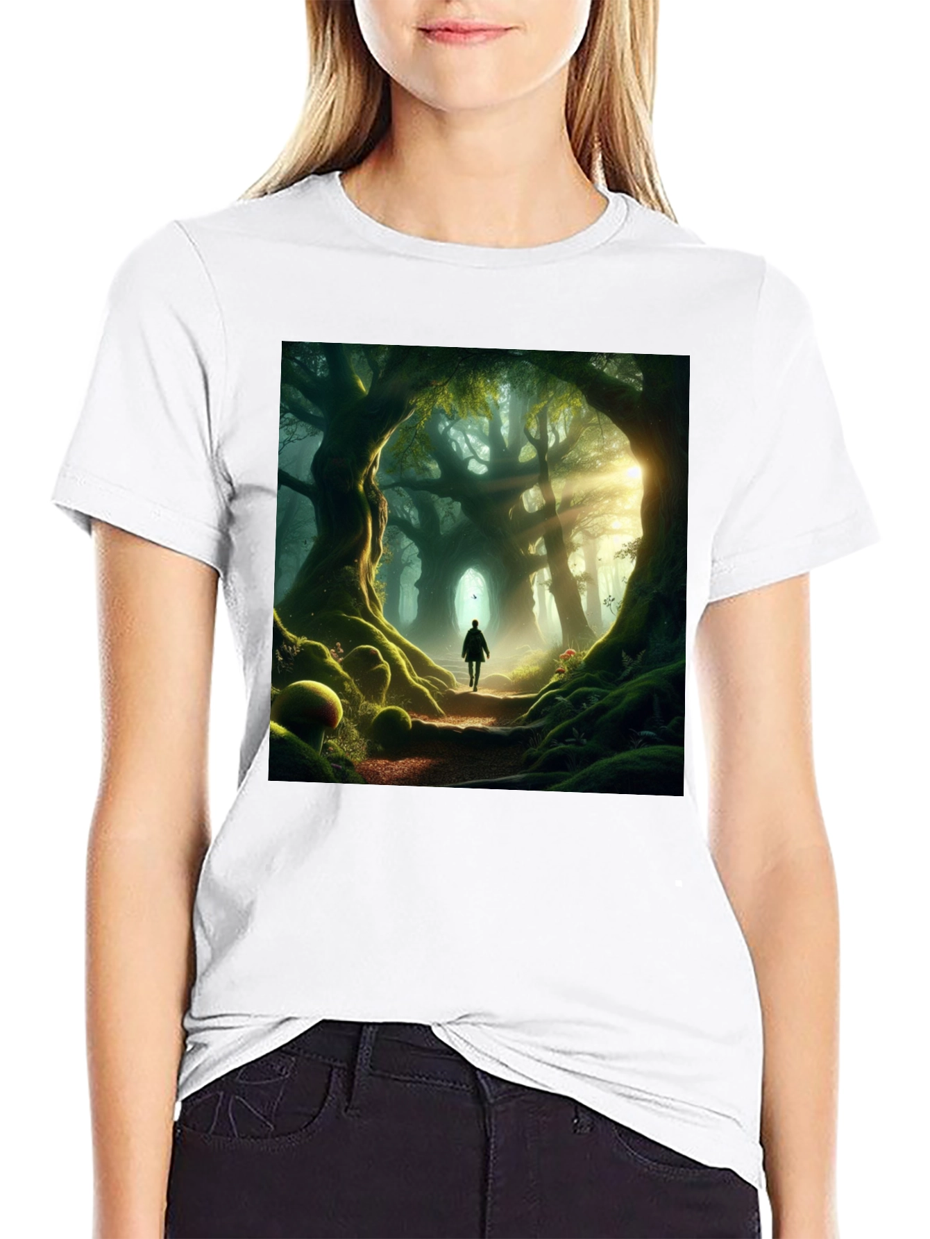 Enchanted Forest Graphic Tee - Nature Lovers Black T-Shirt