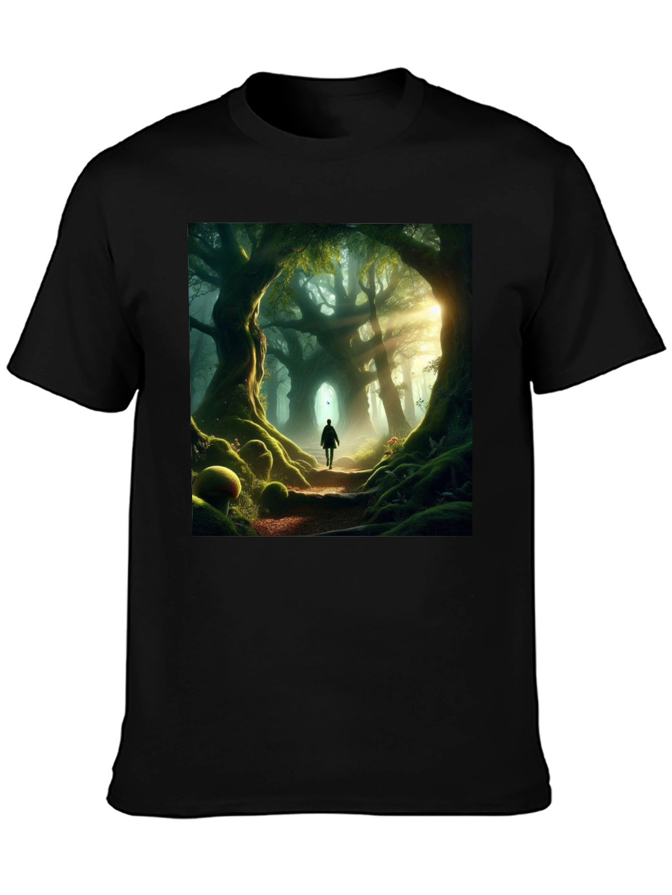 Enchanted Forest Graphic Tee - Nature Lovers Black T-Shirt