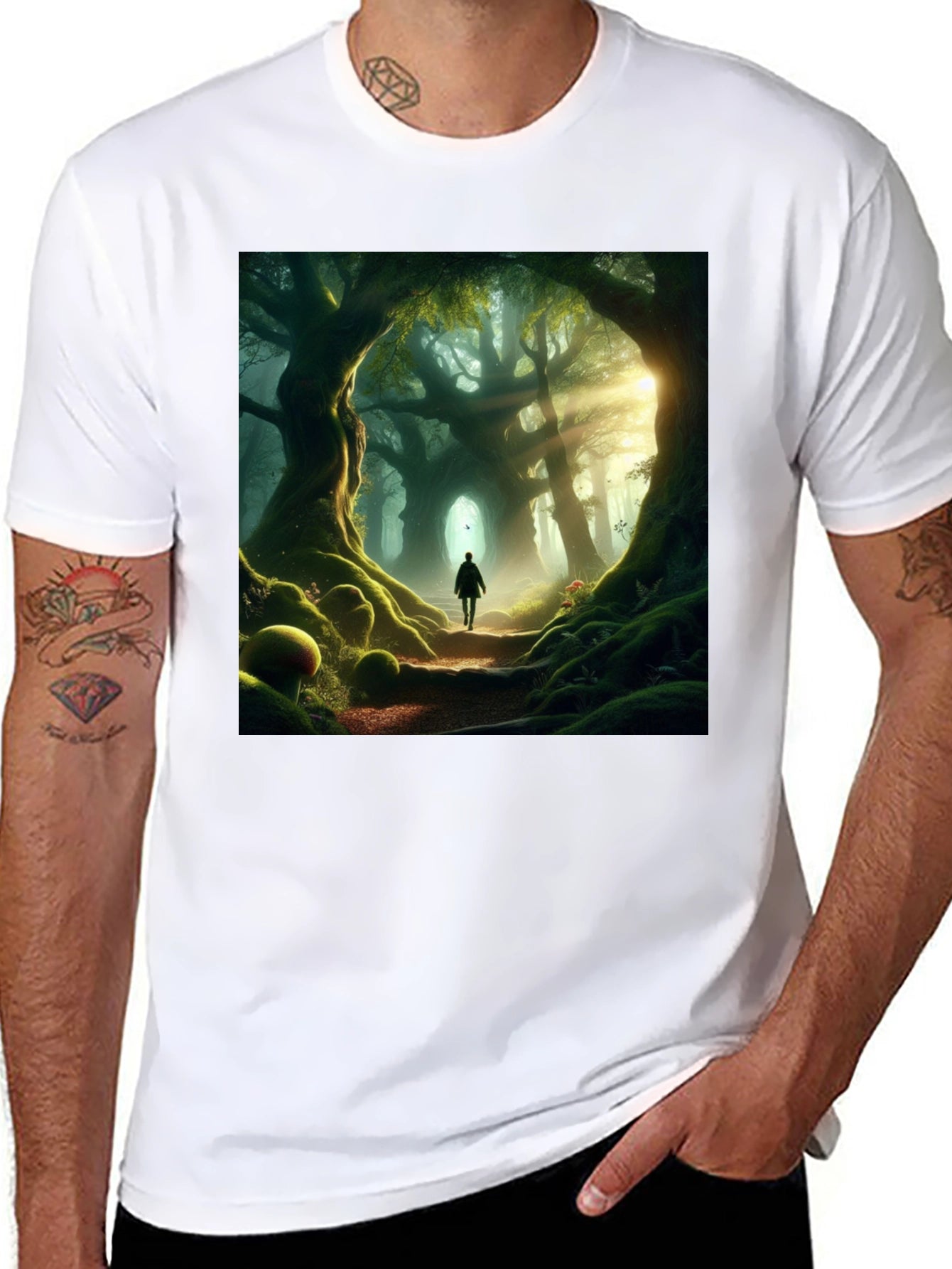 Enchanted Forest Graphic Tee - Nature Lovers Black T-Shirt