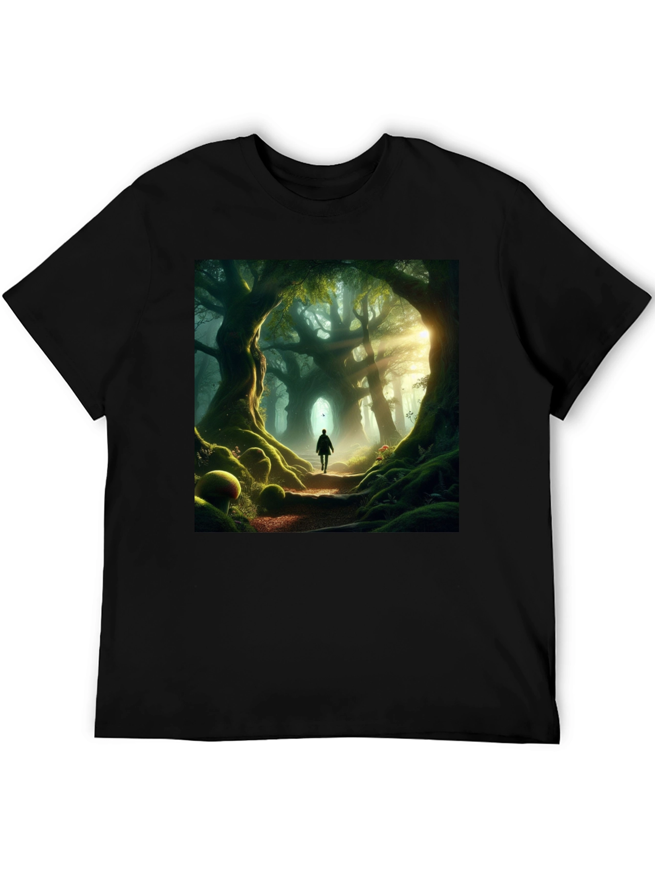 Enchanted Forest Graphic Tee - Nature Lovers Black T-Shirt