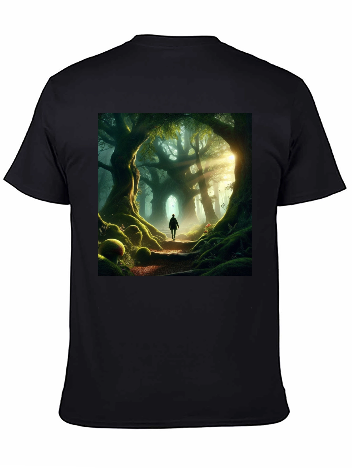Enchanted Forest Graphic Tee - Nature Lovers Black T-Shirt