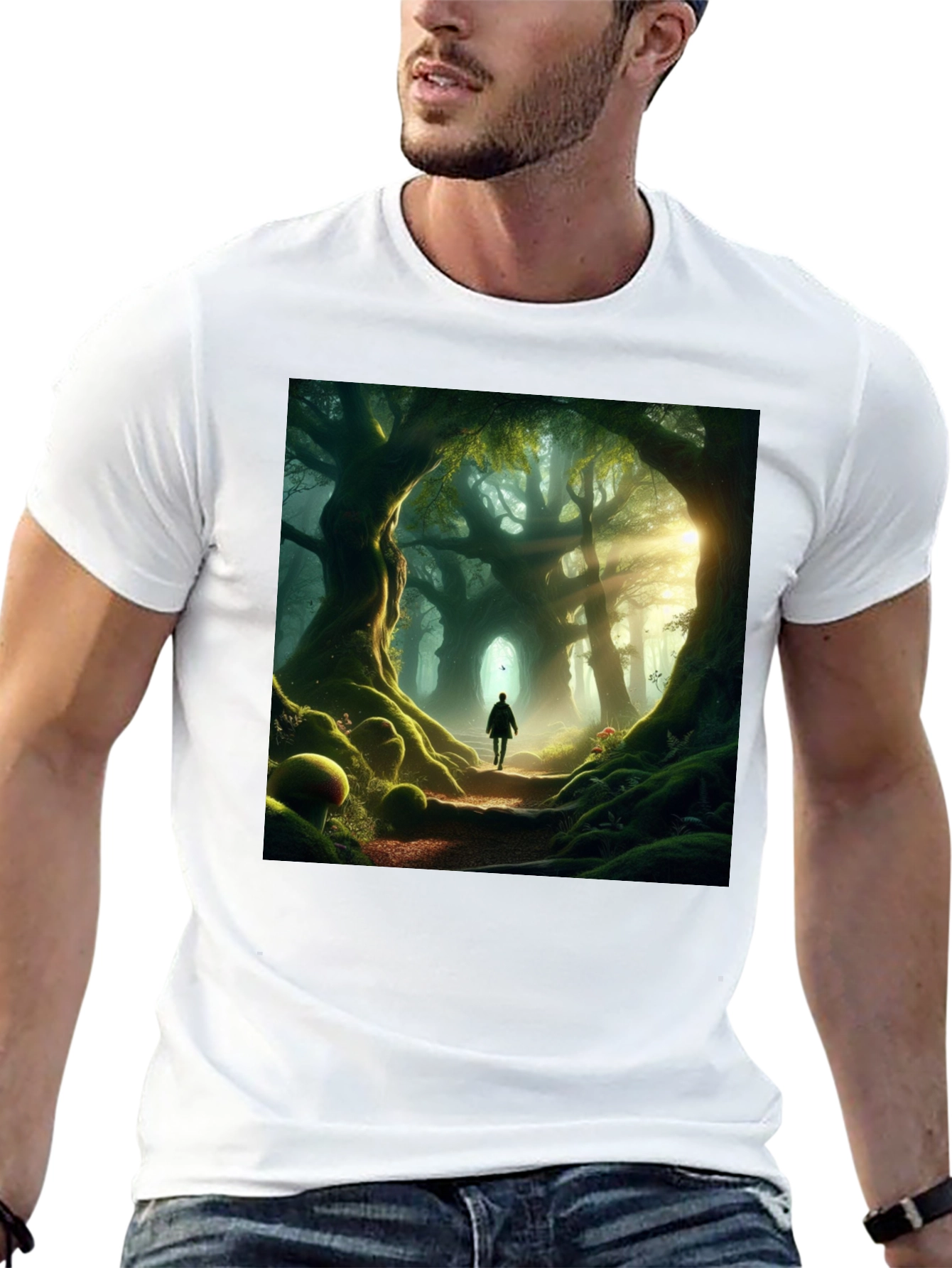 Enchanted Forest Graphic Tee - Nature Lovers Black T-Shirt