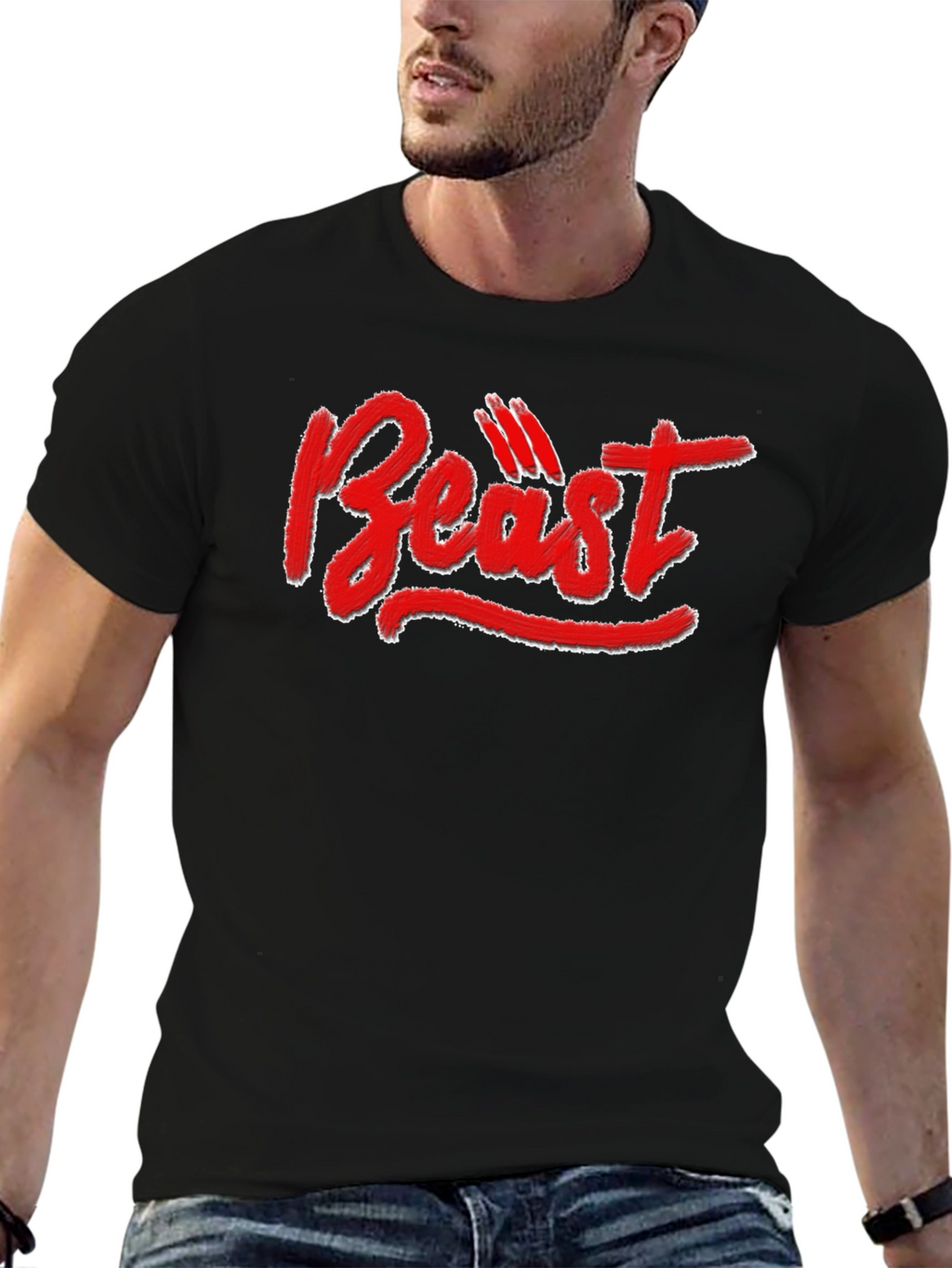 Beast Graphic Tee - Black Cotton T-Shirt