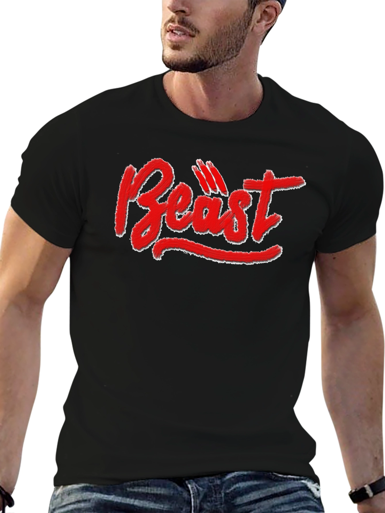 Beast Graphic Tee - Black Cotton T-Shirt