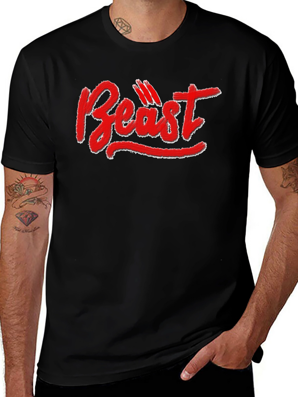Beast Graphic Tee - Black Cotton T-Shirt