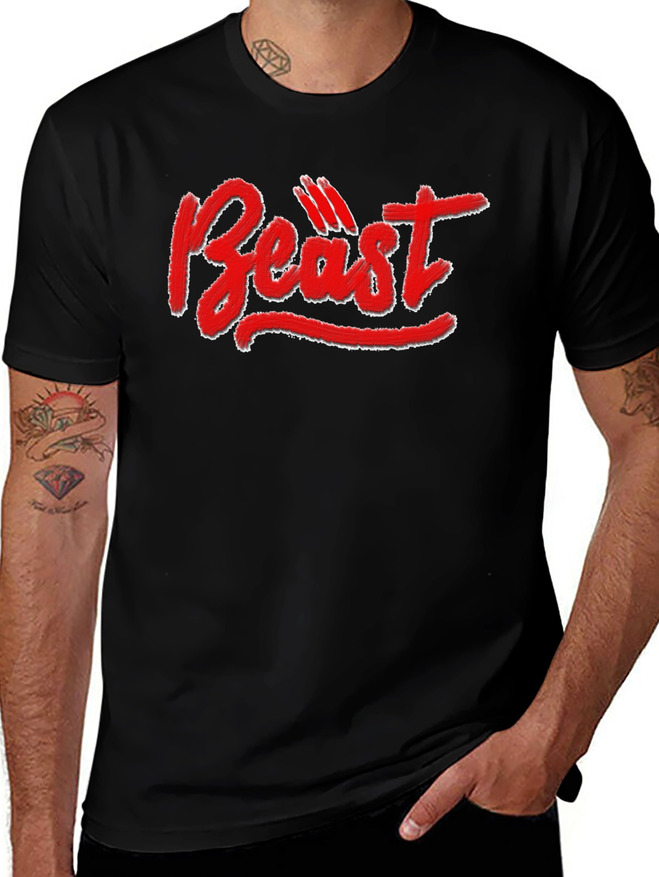 Beast Graphic Tee - Black Cotton T-Shirt