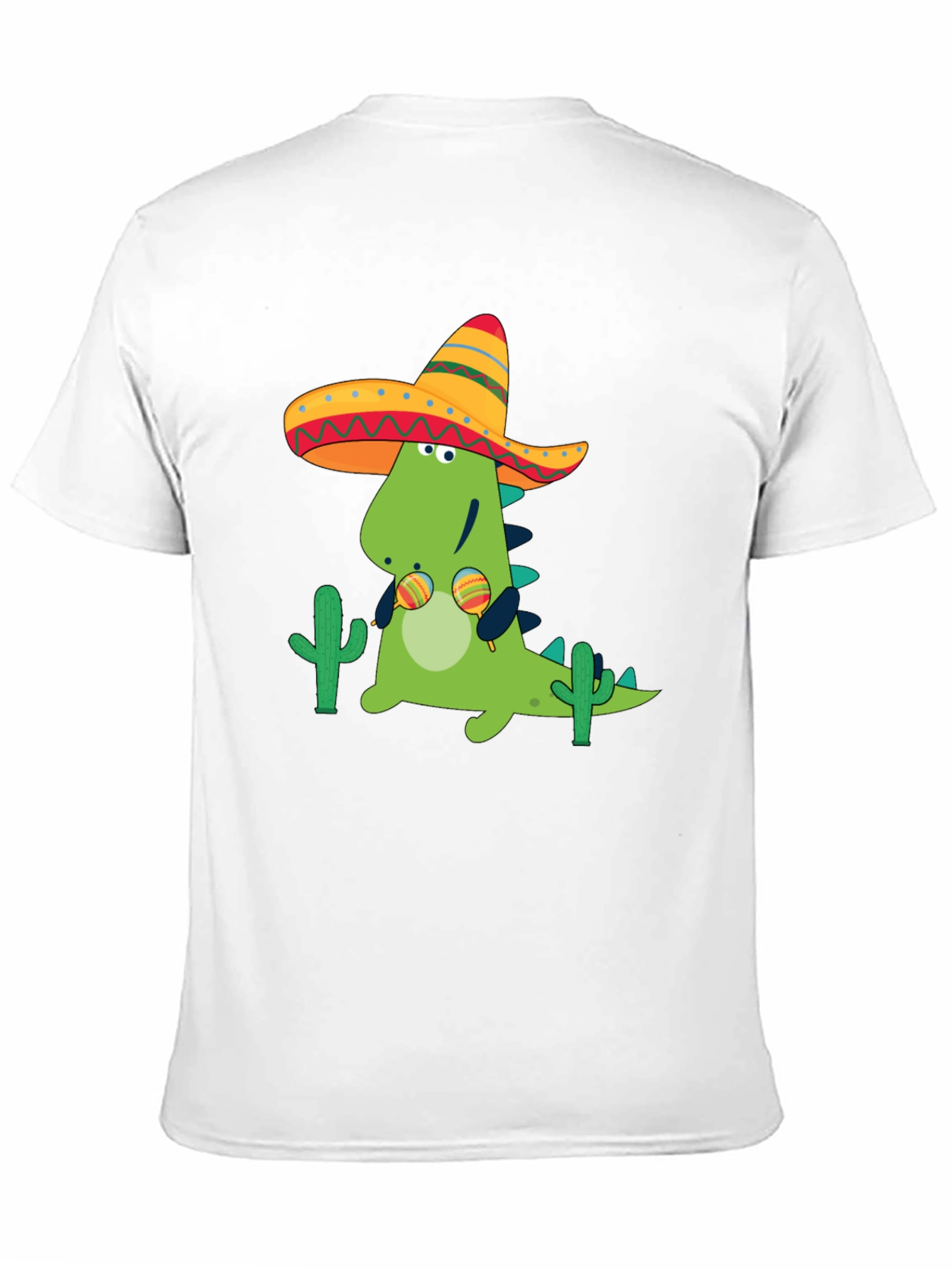 Dino Fiesta Black T-Shirt - Maracas & Sombrero