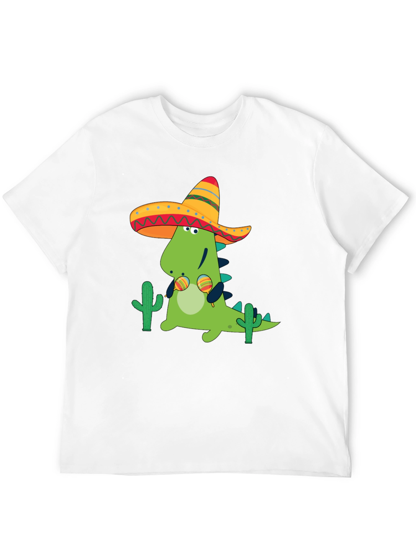 Dino Fiesta Black T-Shirt - Maracas & Sombrero