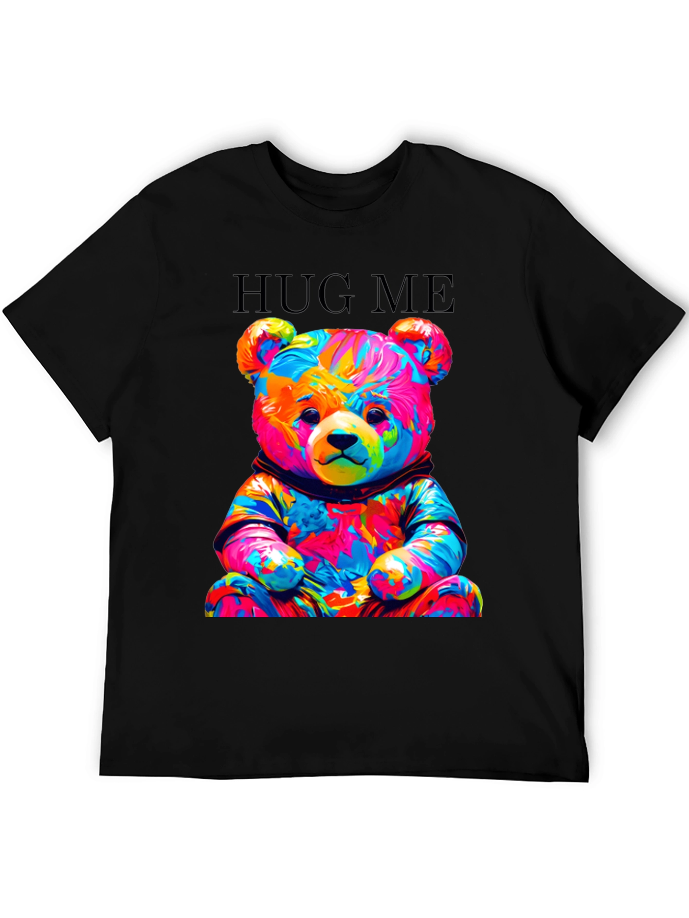 Colorful Teddy Bear Hug Me Graphic T-Shirt