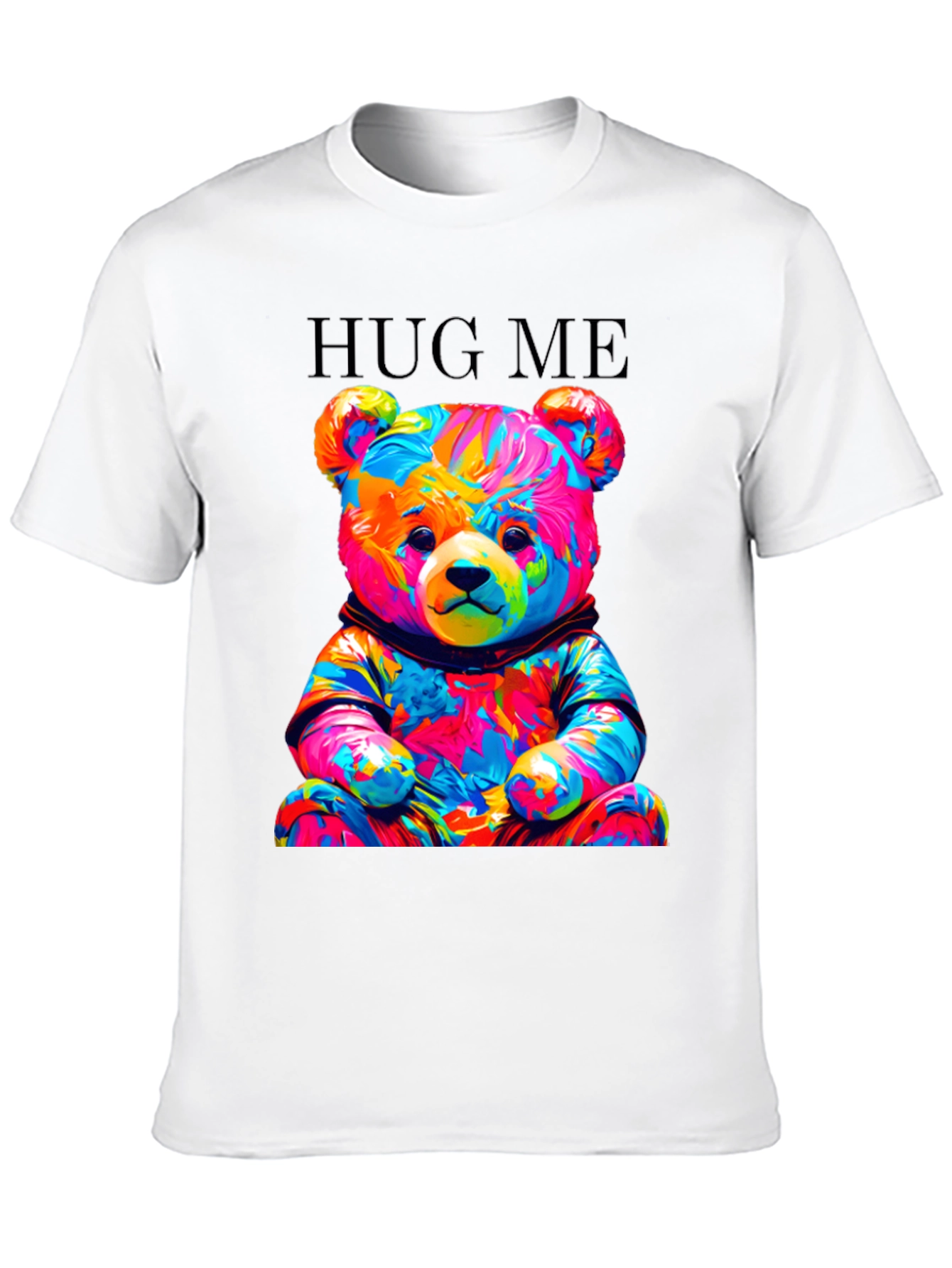 Colorful Teddy Bear Hug Me Graphic T-Shirt