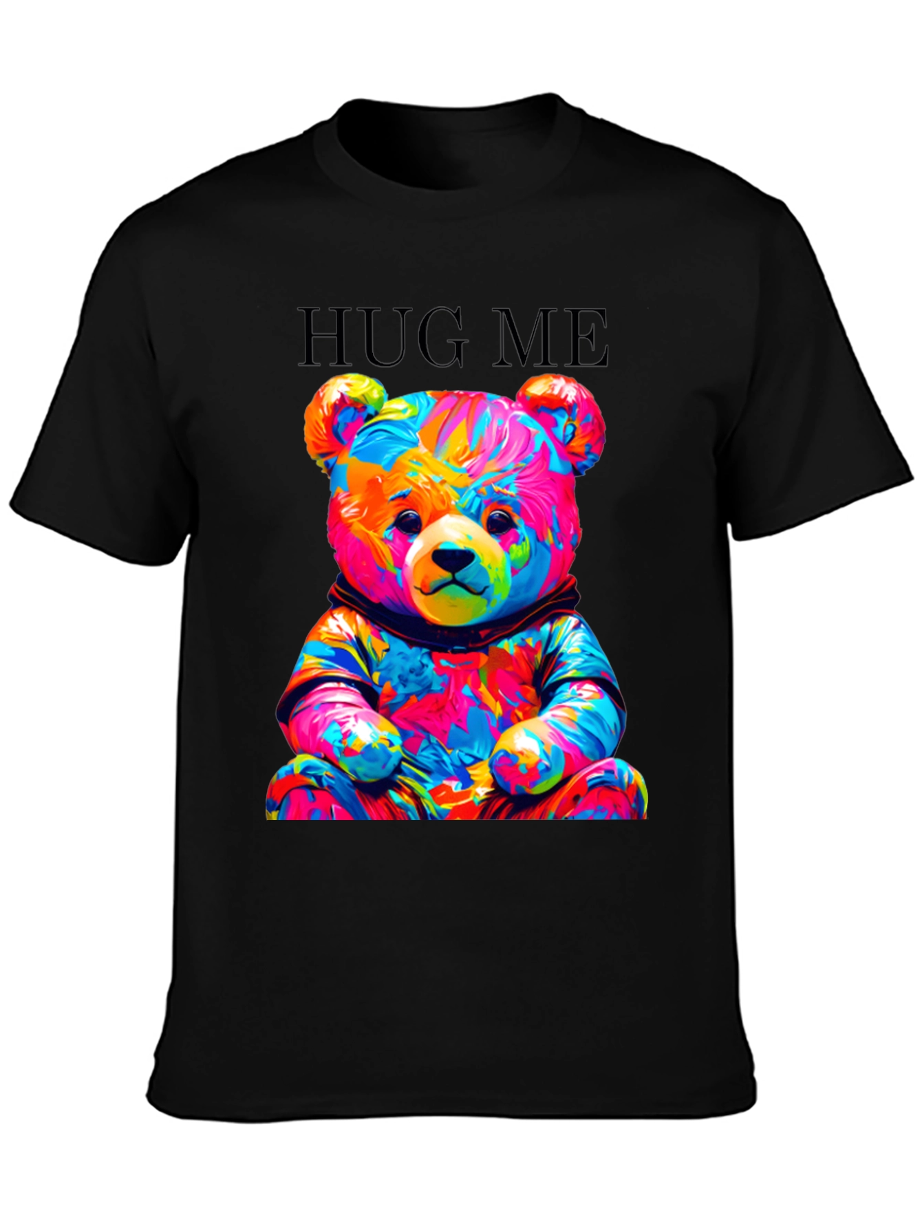 Colorful Teddy Bear Hug Me Graphic T-Shirt