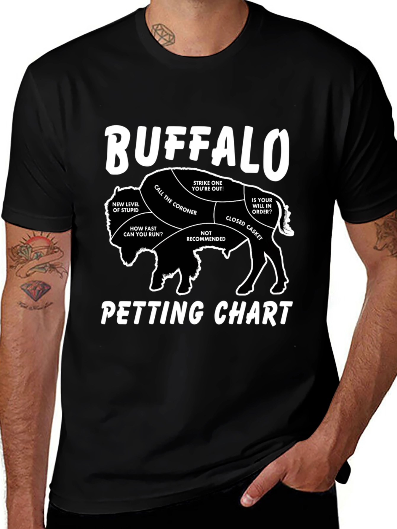 Buffalo Petting Chart Novelty T-Shirt