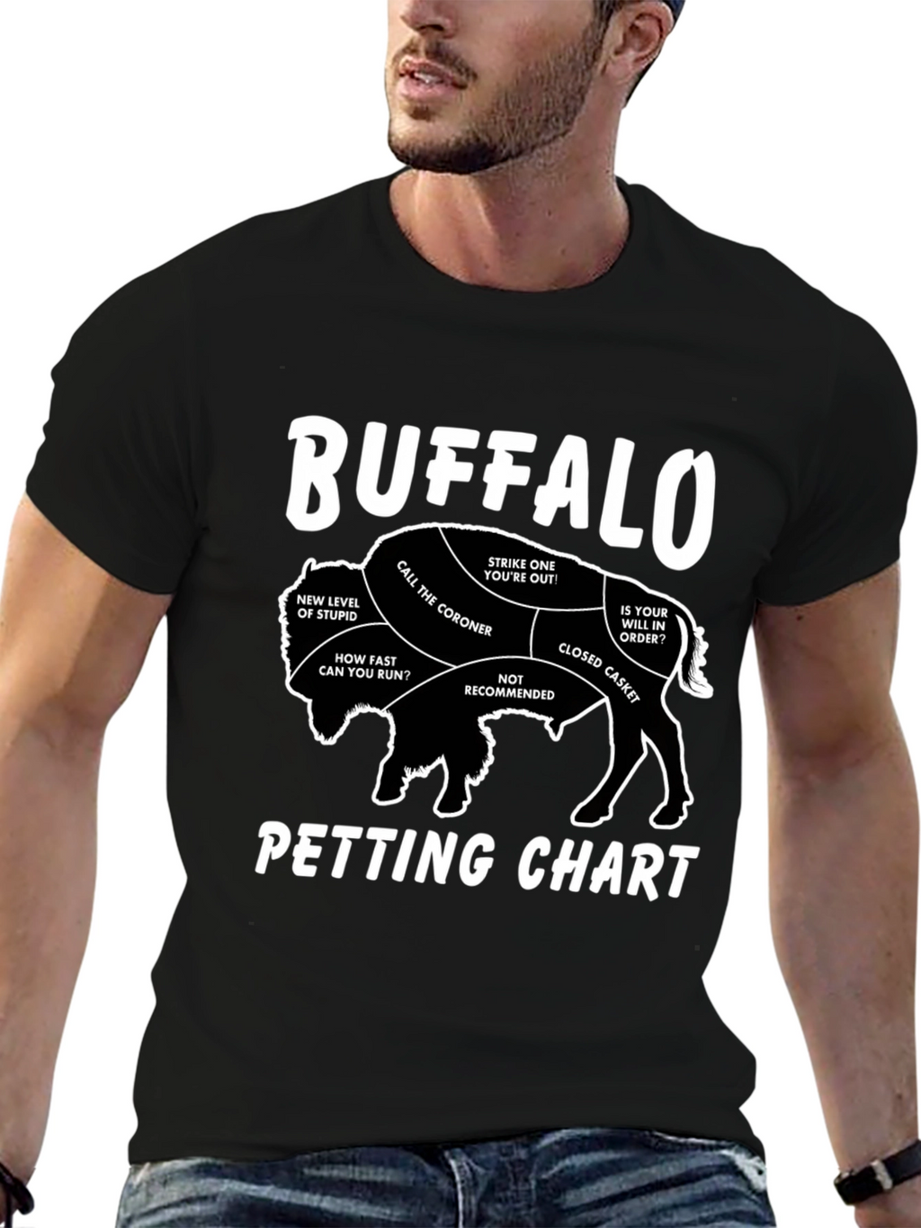 Buffalo Petting Chart Novelty T-Shirt
