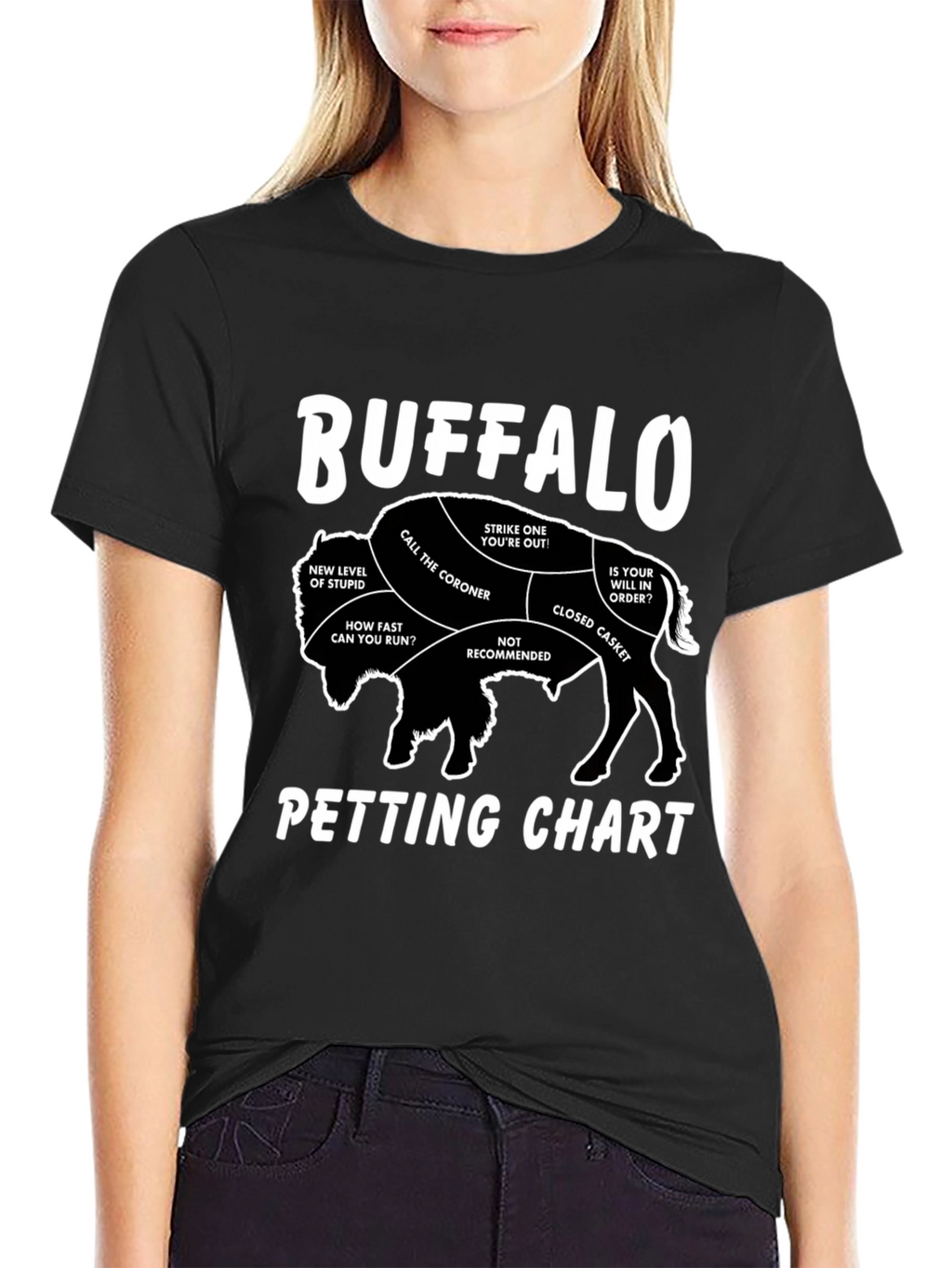 Buffalo Petting Chart Novelty T-Shirt