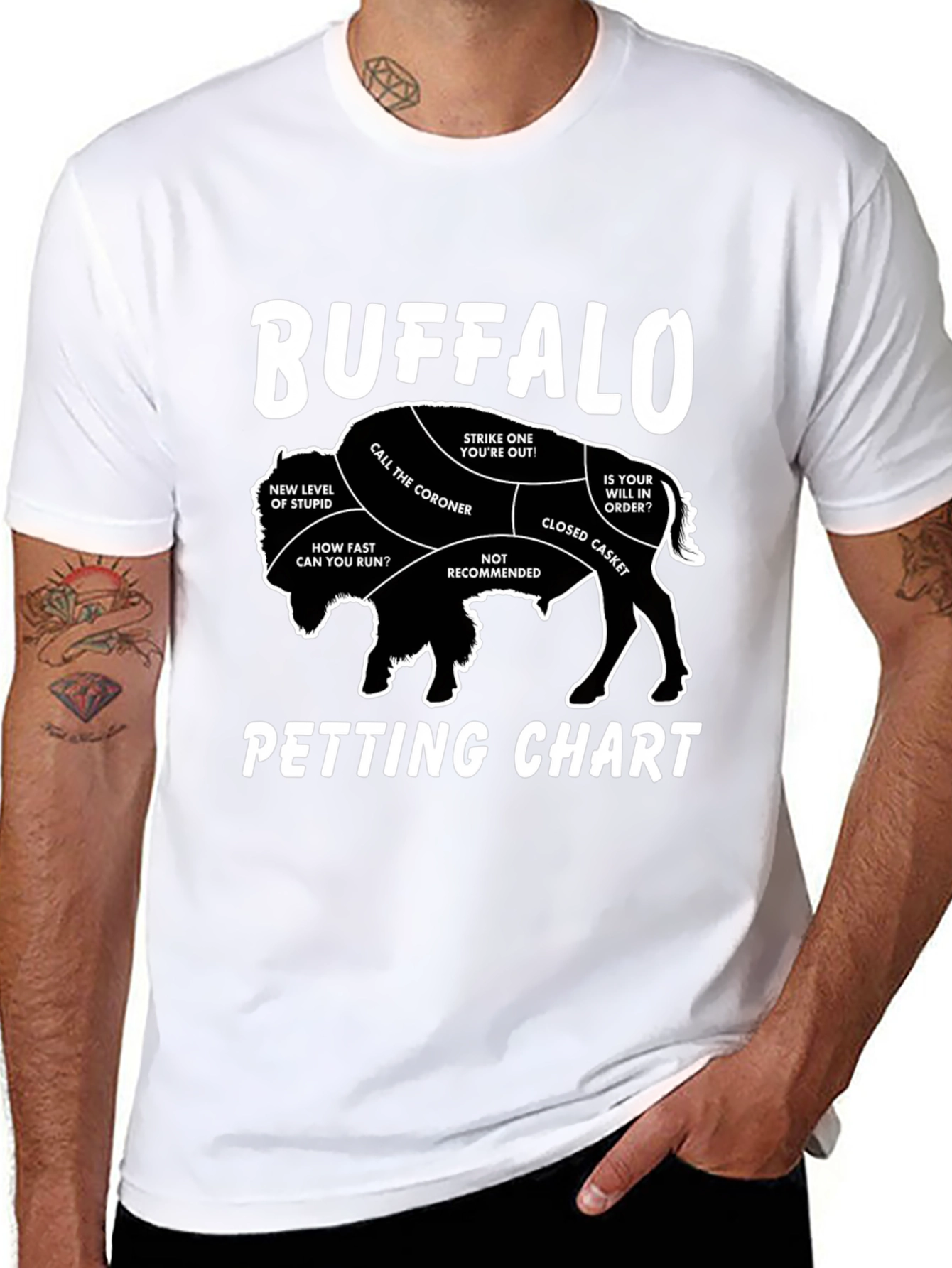 Buffalo Petting Chart Novelty T-Shirt