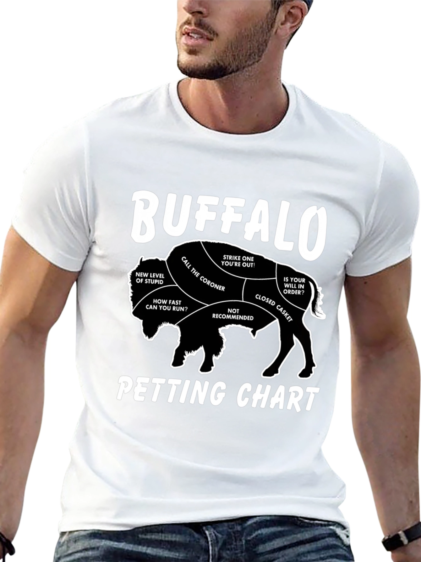 Buffalo Petting Chart Novelty T-Shirt