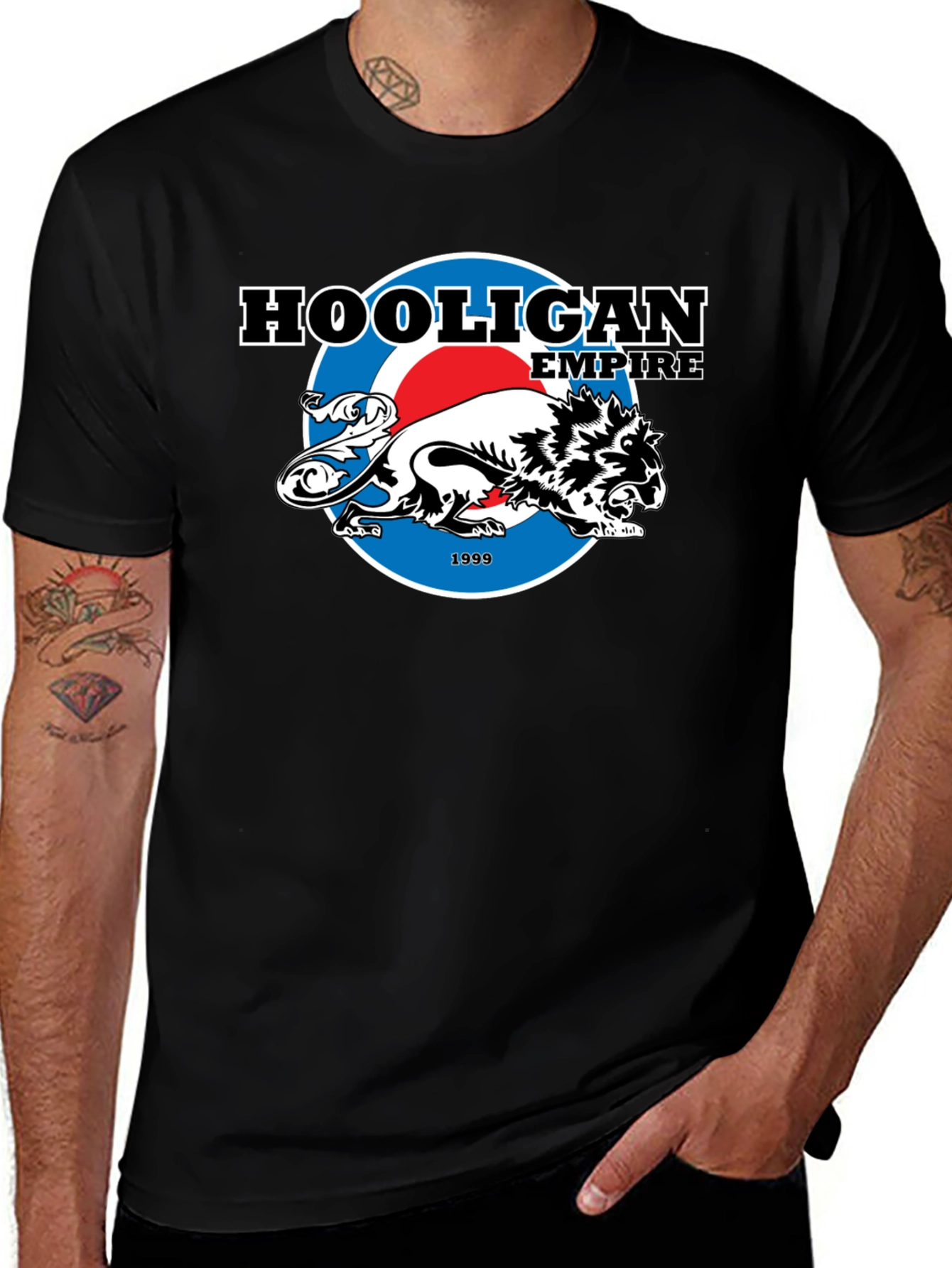 Hooligan Empire Lion Graphic Tee - Black Cotton T-Shirt