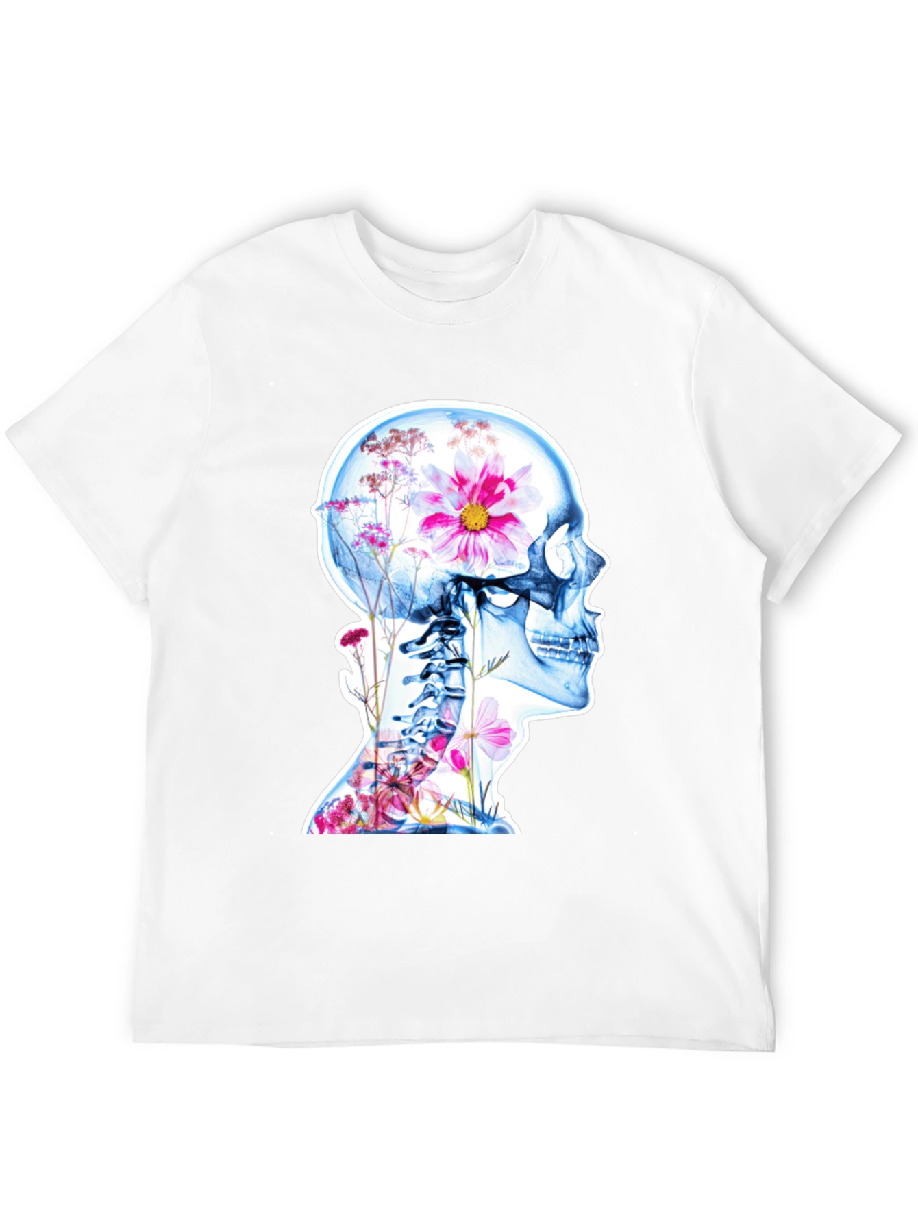 Floral Skeleton Graphic Tee - Unique Design