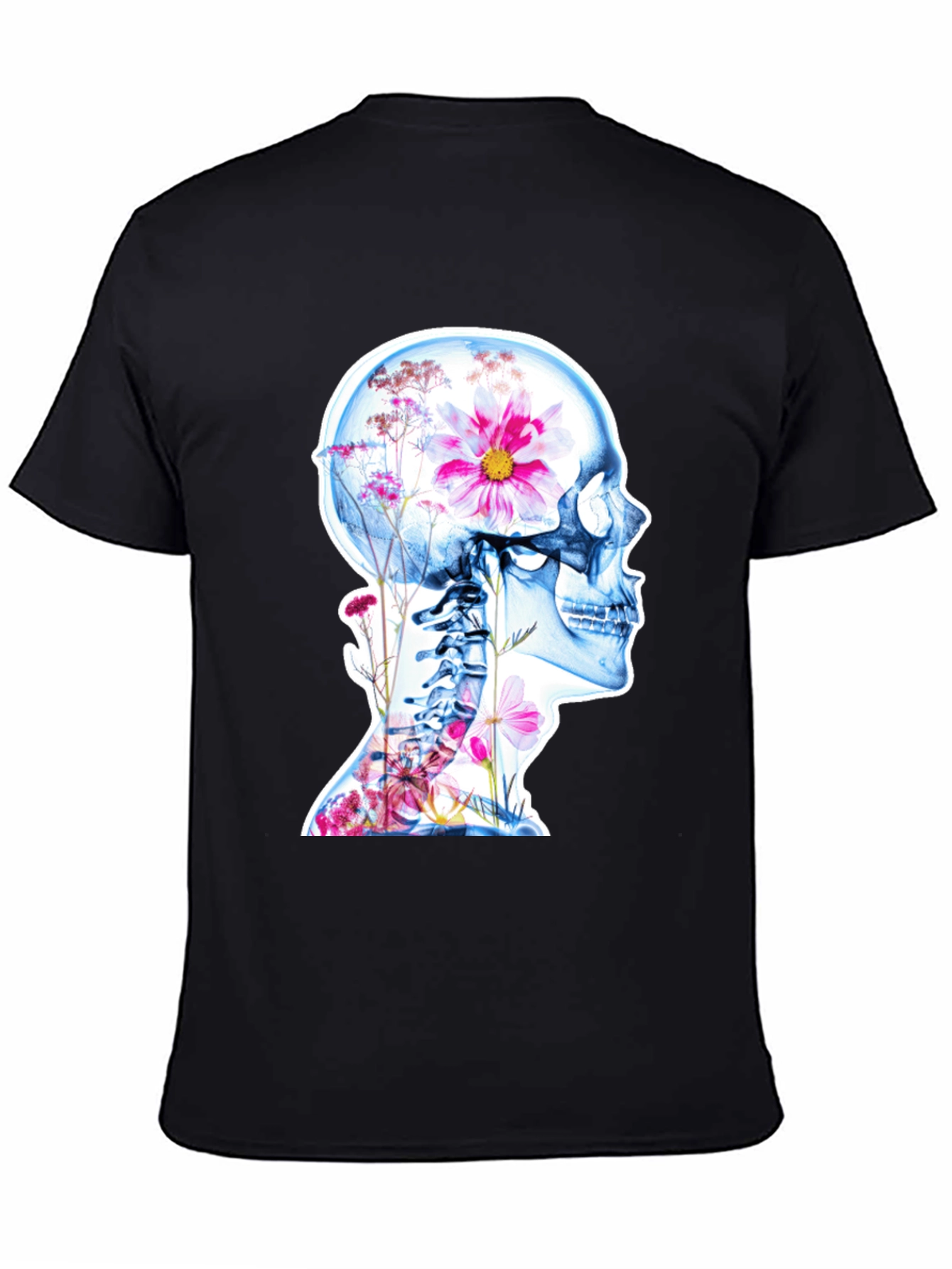 Floral Skeleton Graphic Tee - Unique Design
