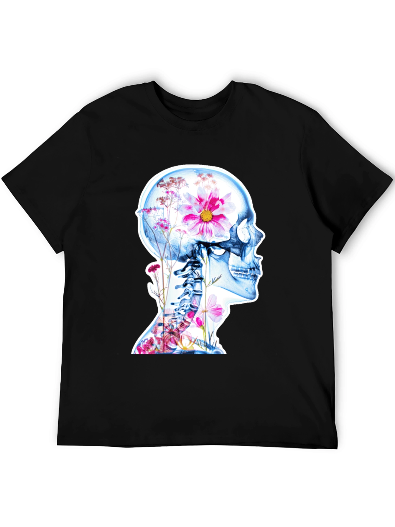 Floral Skeleton Graphic Tee - Unique Design