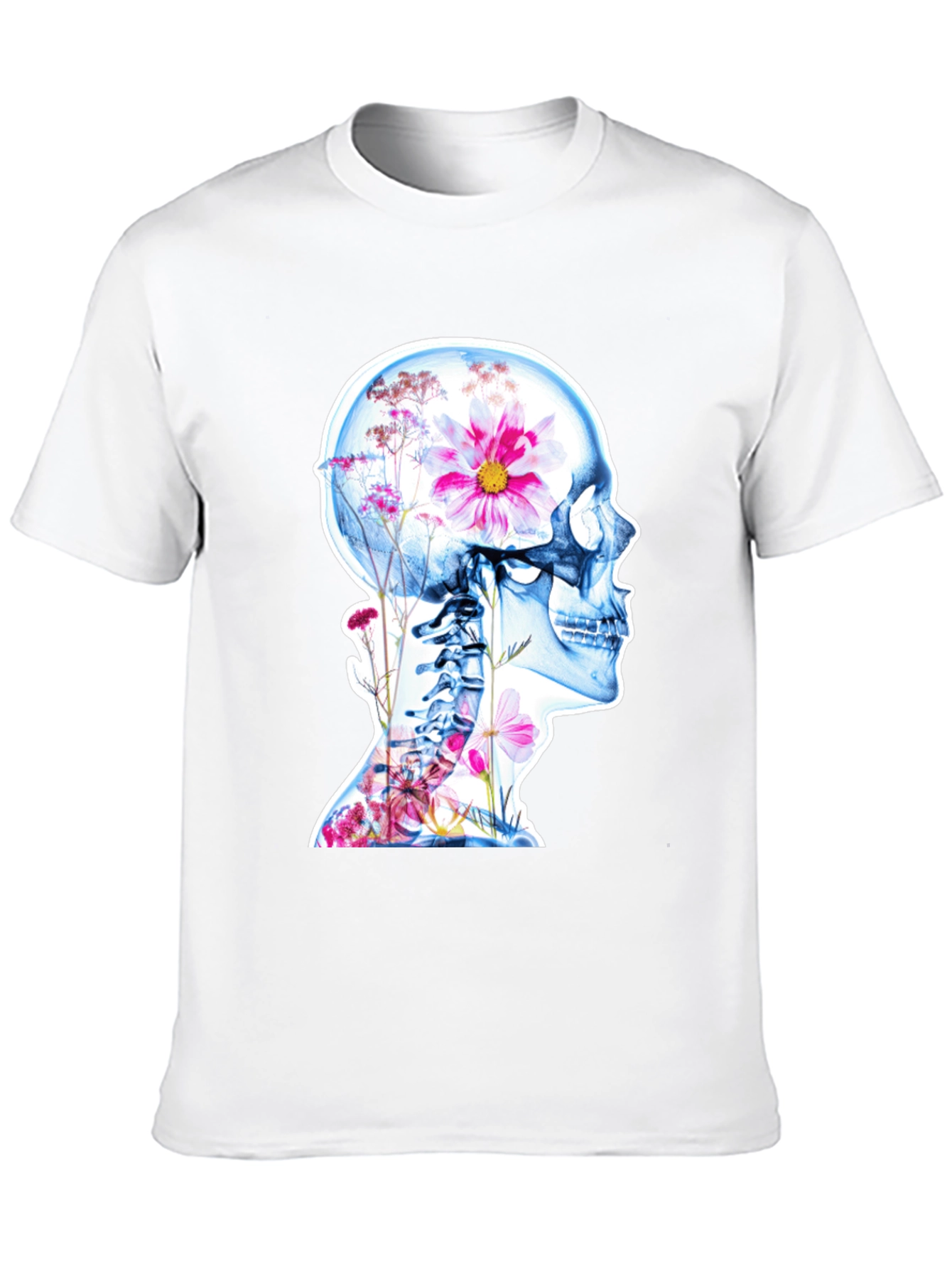 Floral Skeleton Graphic Tee - Unique Design