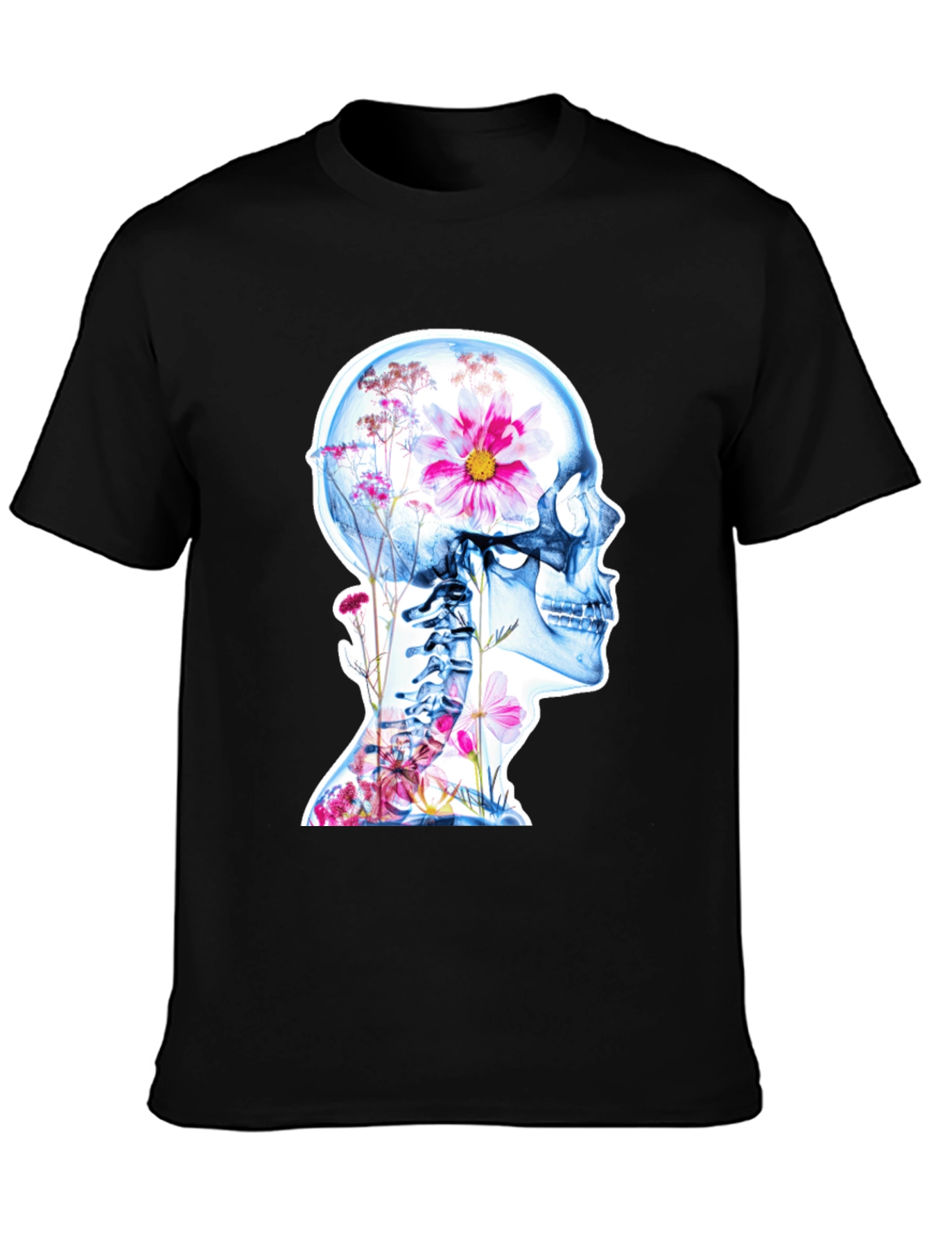 Floral Skeleton Graphic Tee - Unique Design