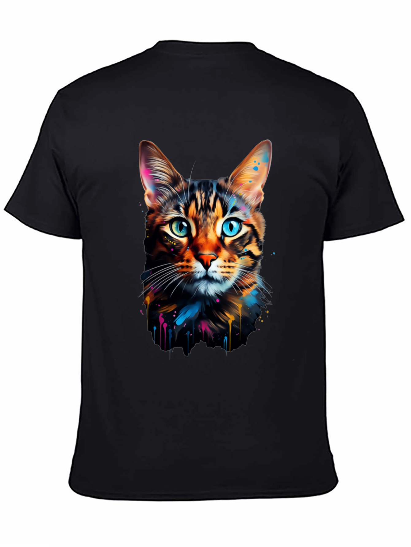 Colorful Cat Graphic Tee - Unique Design